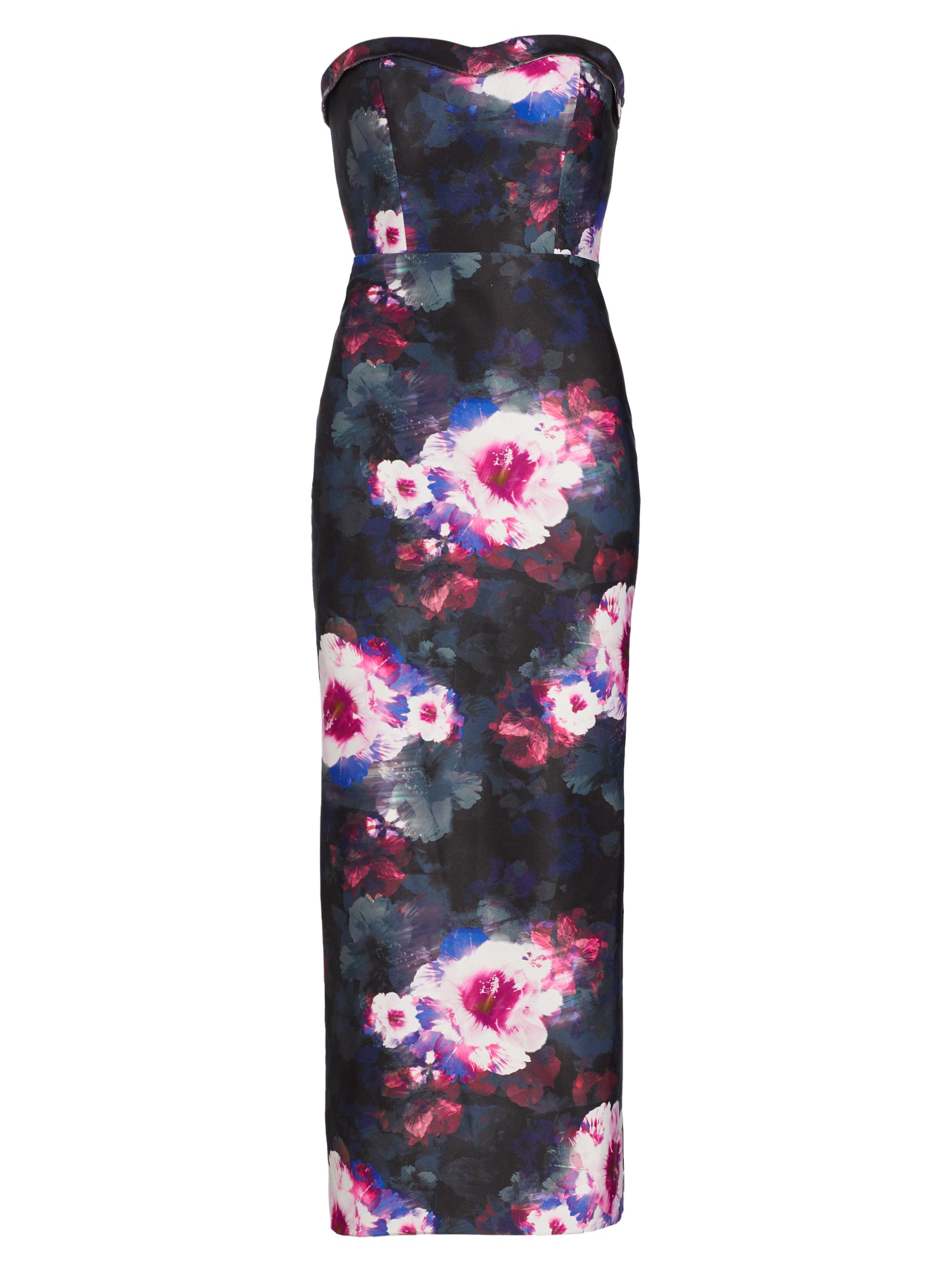 ML Monique Lhuillier Women's Adalynn Floral Strapless Maxi Dress - Midnight Orchid
