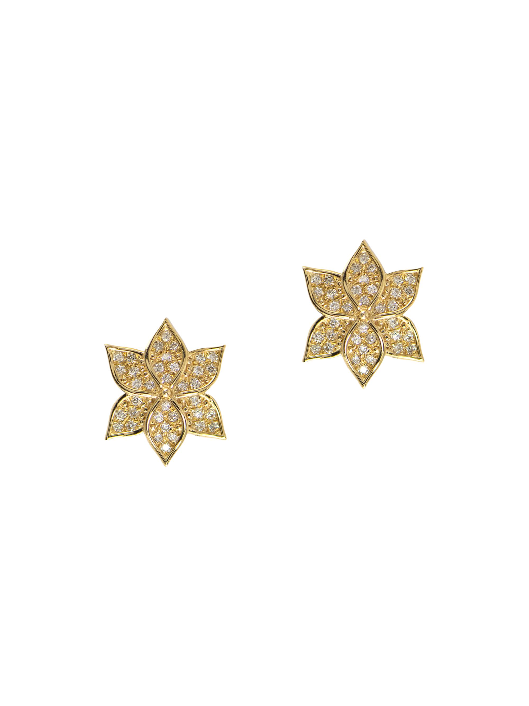 Apples & Figs Women's Garden Of Eden 14K Yellow Gold & 0.3 TCW Natural Diamond Lotus Flower Stud Earrings - Gold