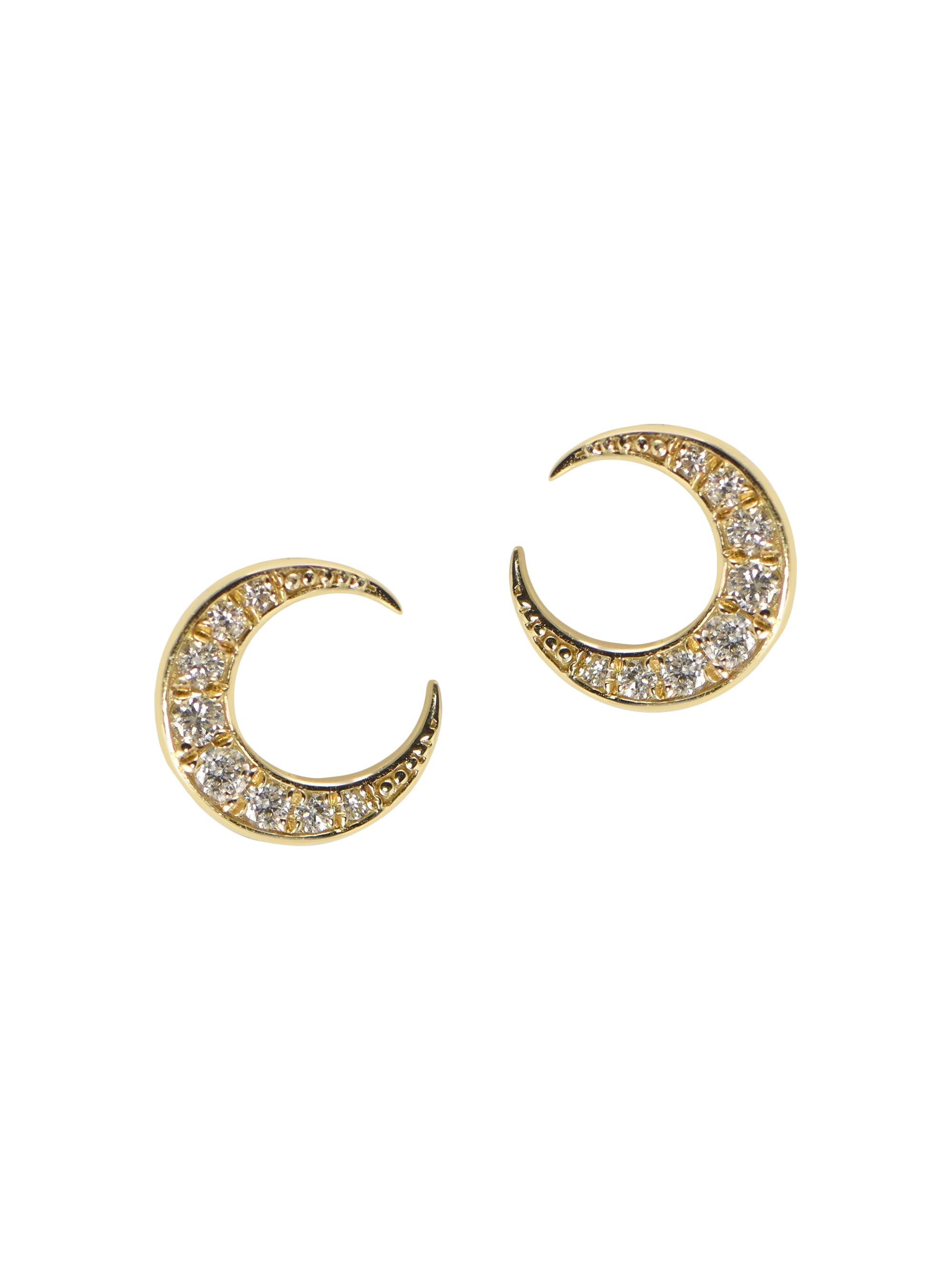 Apples & Figs Women's Garden Of Eden 14K Yellow Gold & 0.16 TCW Natural Diamond Crescent Moon Stud Earrings - Gold