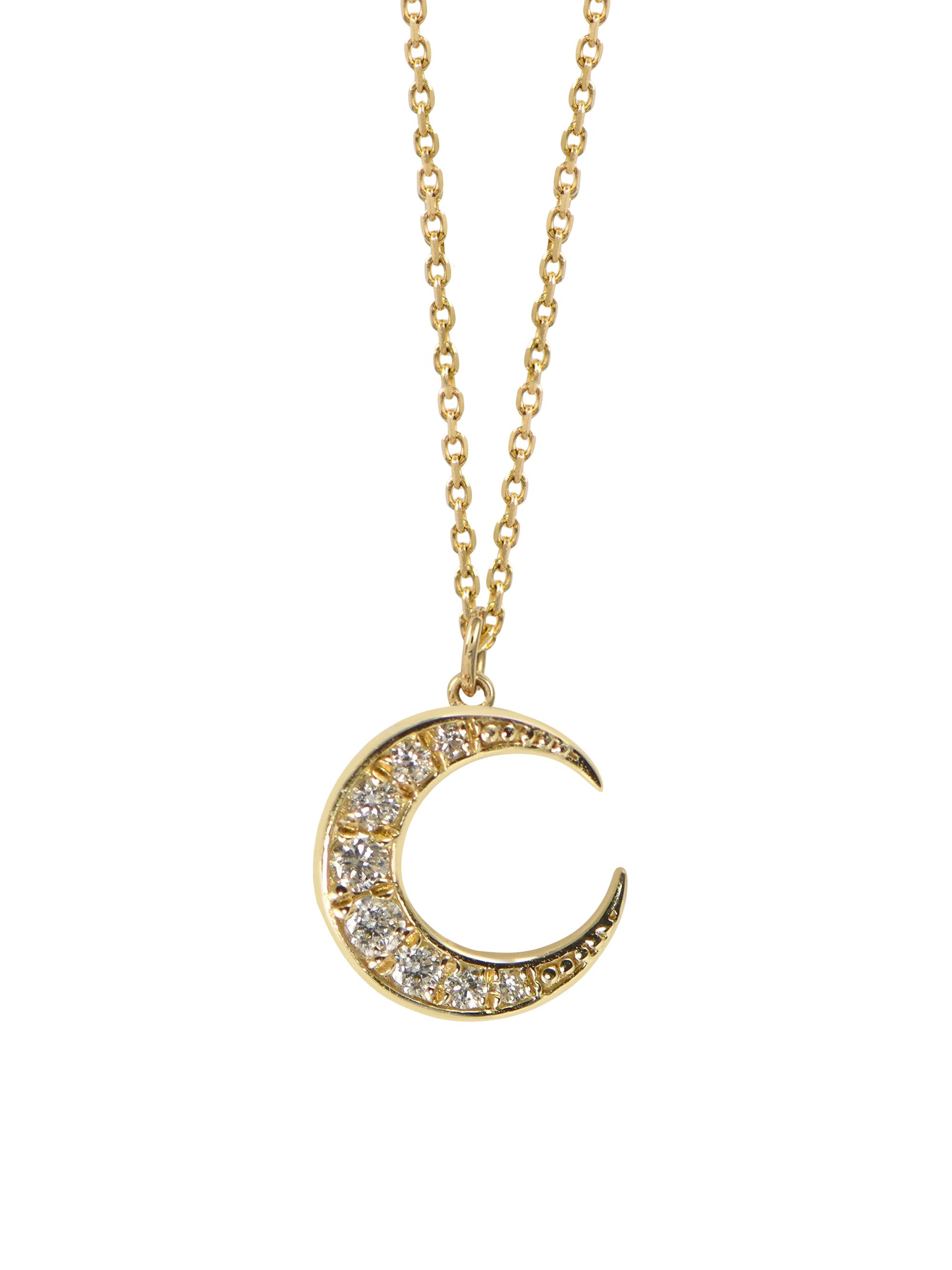 Apples & Figs Women's Garden Of Eden 14K Yellow Gold & 0.16 TCW Natural Diamond Crescent Moon Pendant Necklace - Gold