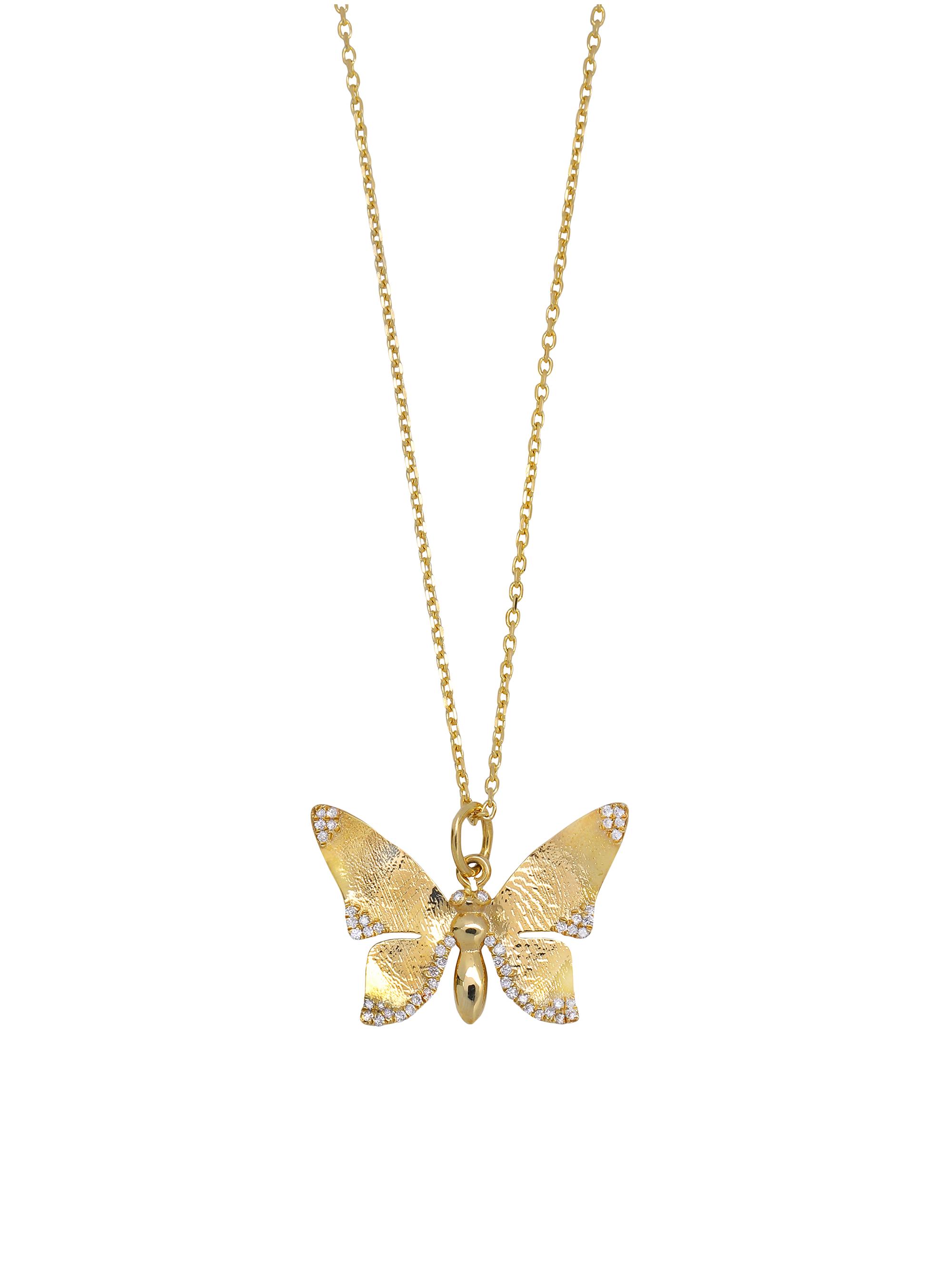 Apples & Figs Women's Garden Of Eden 14K Yellow Gold & 0.1 TCW Natural Diamond Butterfly Pendant Necklace - Gold