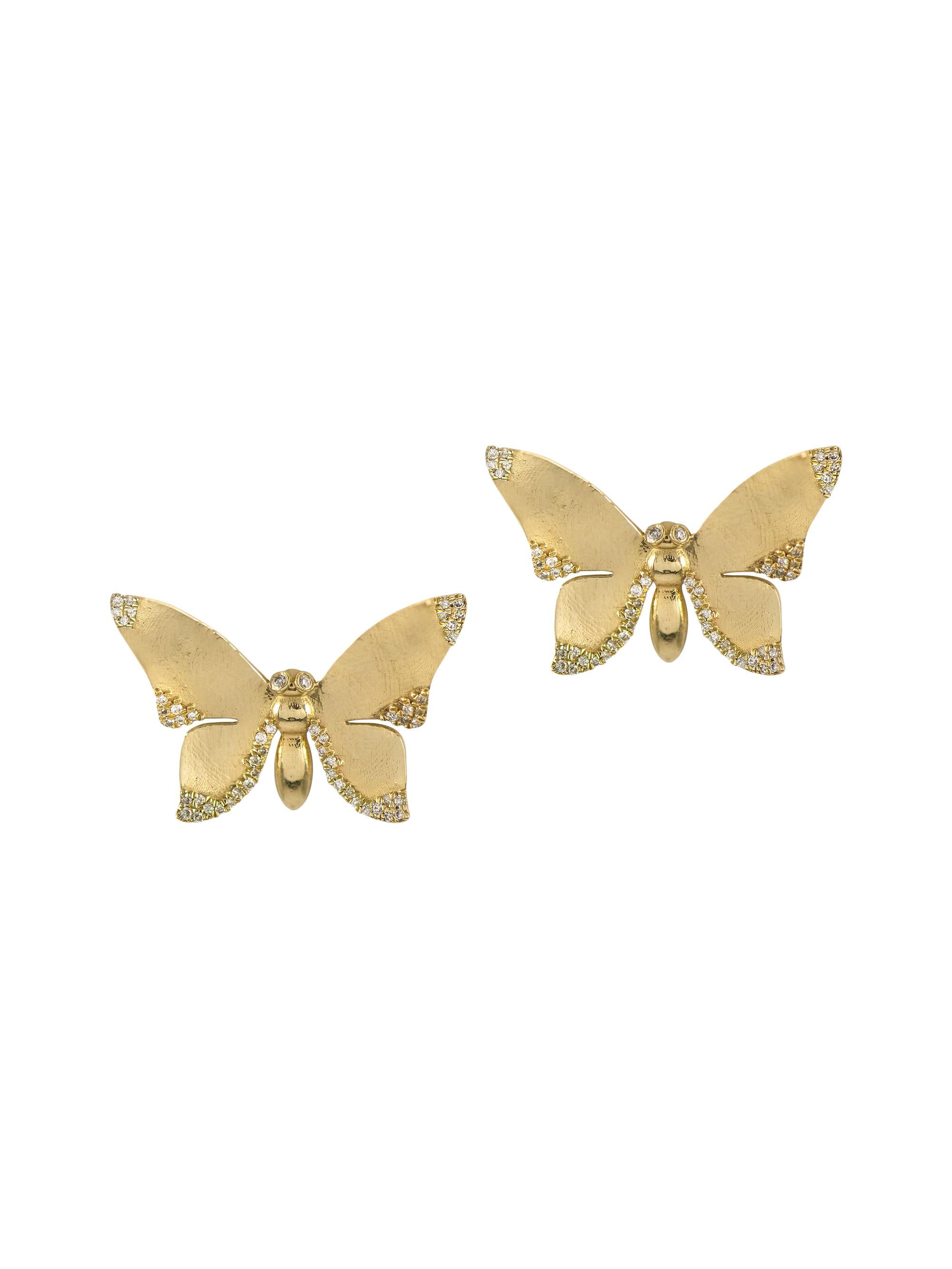 Apples & Figs Women's Garden Of Eden 14K Yellow Gold & 0.2 TCW Natural Diamond Butterfly Stud Earrings - Gold