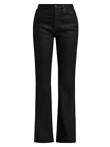 Alexxis High-Rise Letherette Boot-Cut Jeans