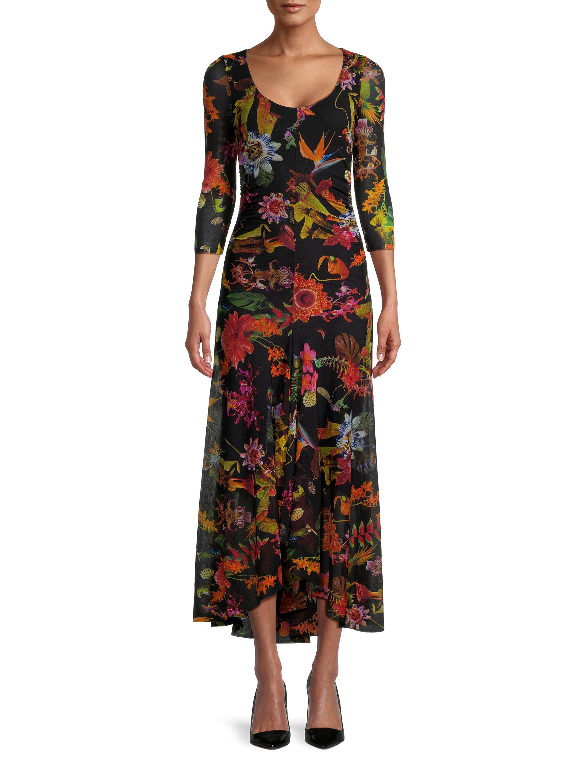 Abito Lungo Maxi Donna Floreale Stampa Indaco - Senza Maniche, Taglia X-Small, Blu/Multi Colore, Look Estivo