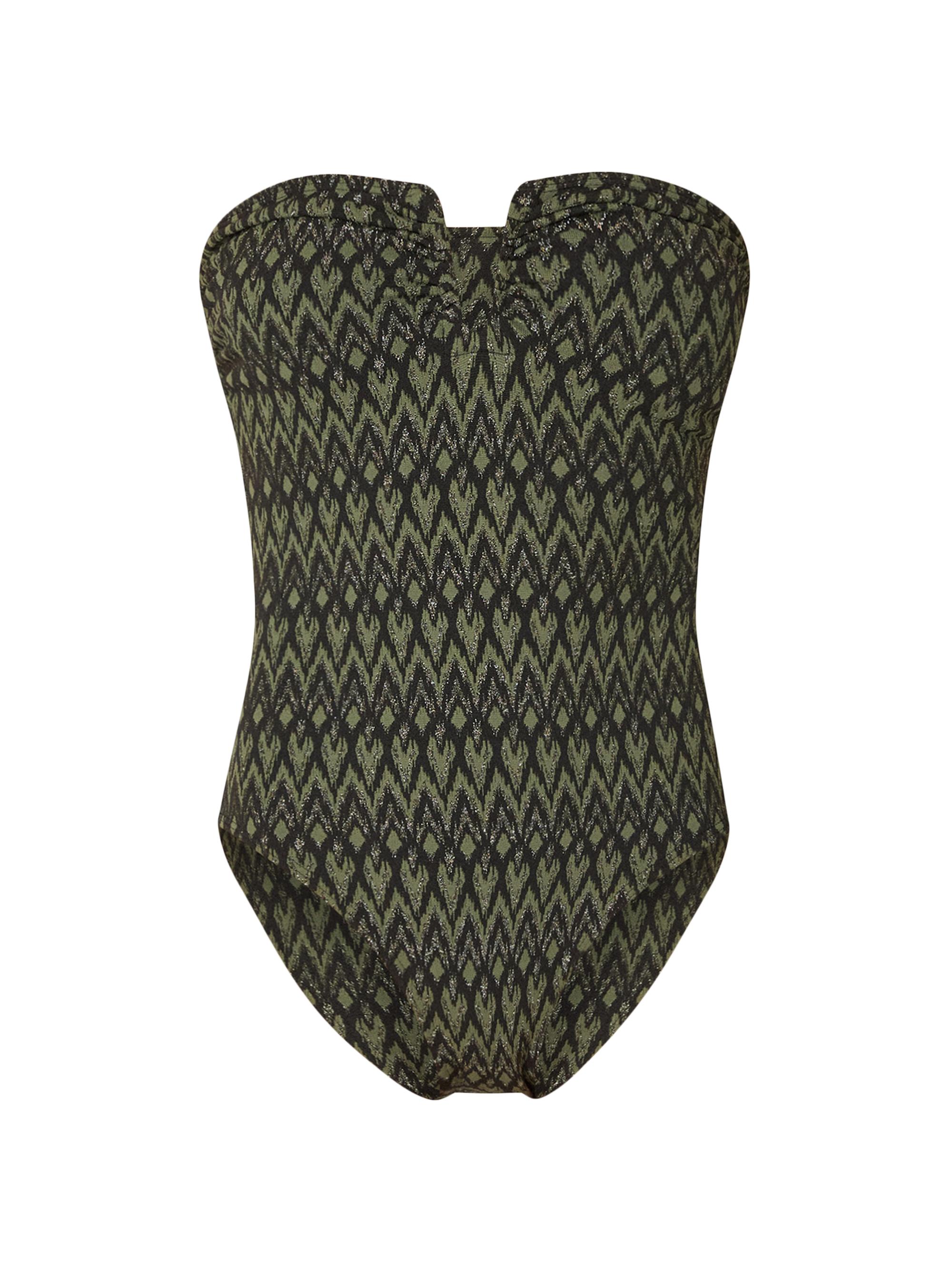 Shoshanna Women's U-Ring Bandeau One-Piece Swimsuit - Olive Green Jet Silver