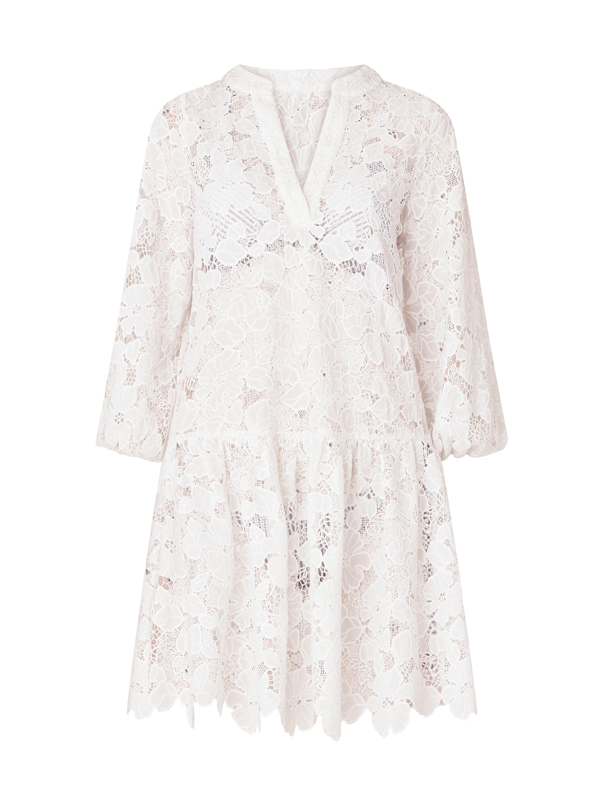 Shoshanna Women's Umbrella Tiered Lace Minidress - Optic White