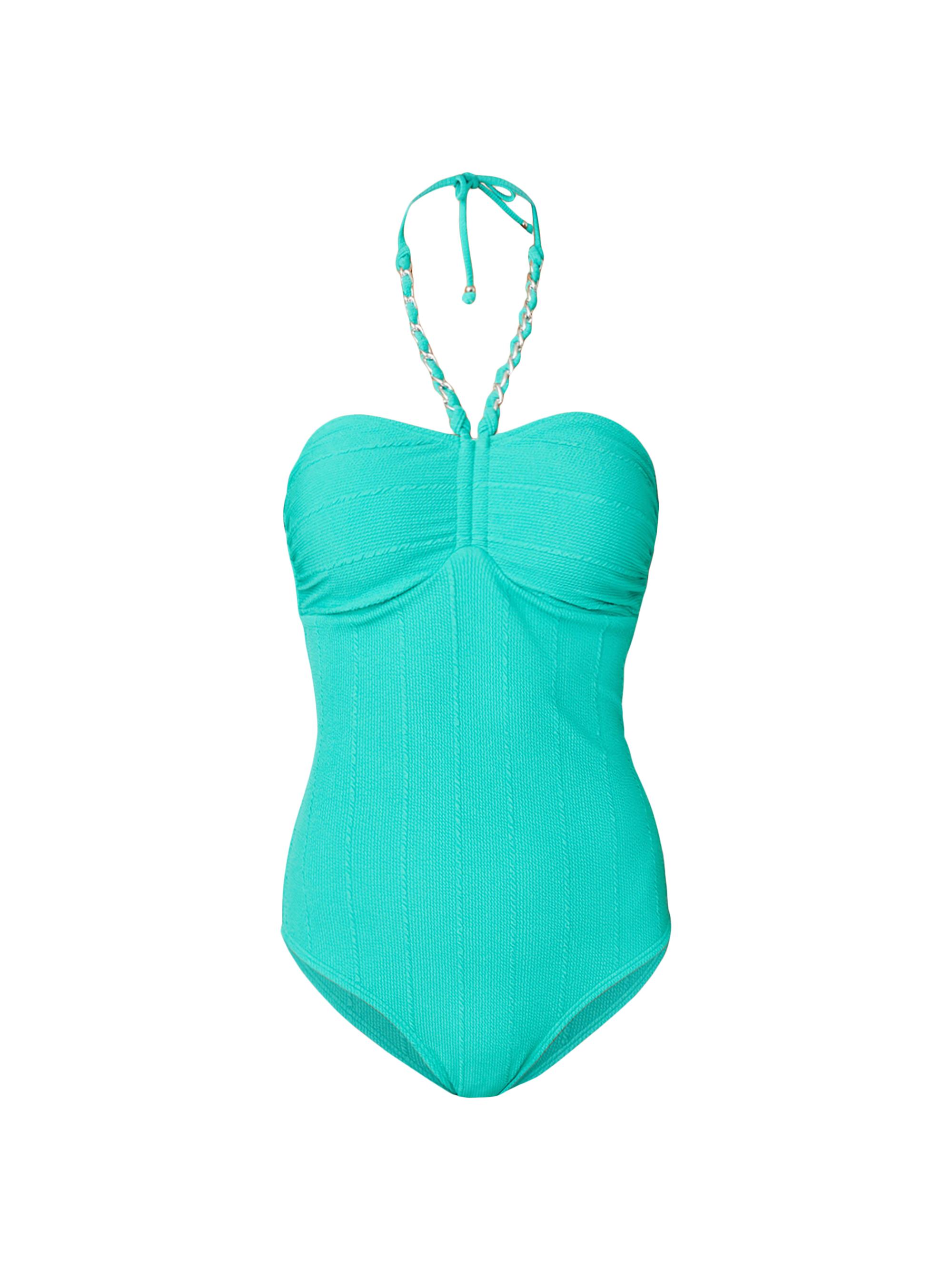 Shoshanna Women's Bandeau Chainlink One-Piece Swimsuit - Kelly Green