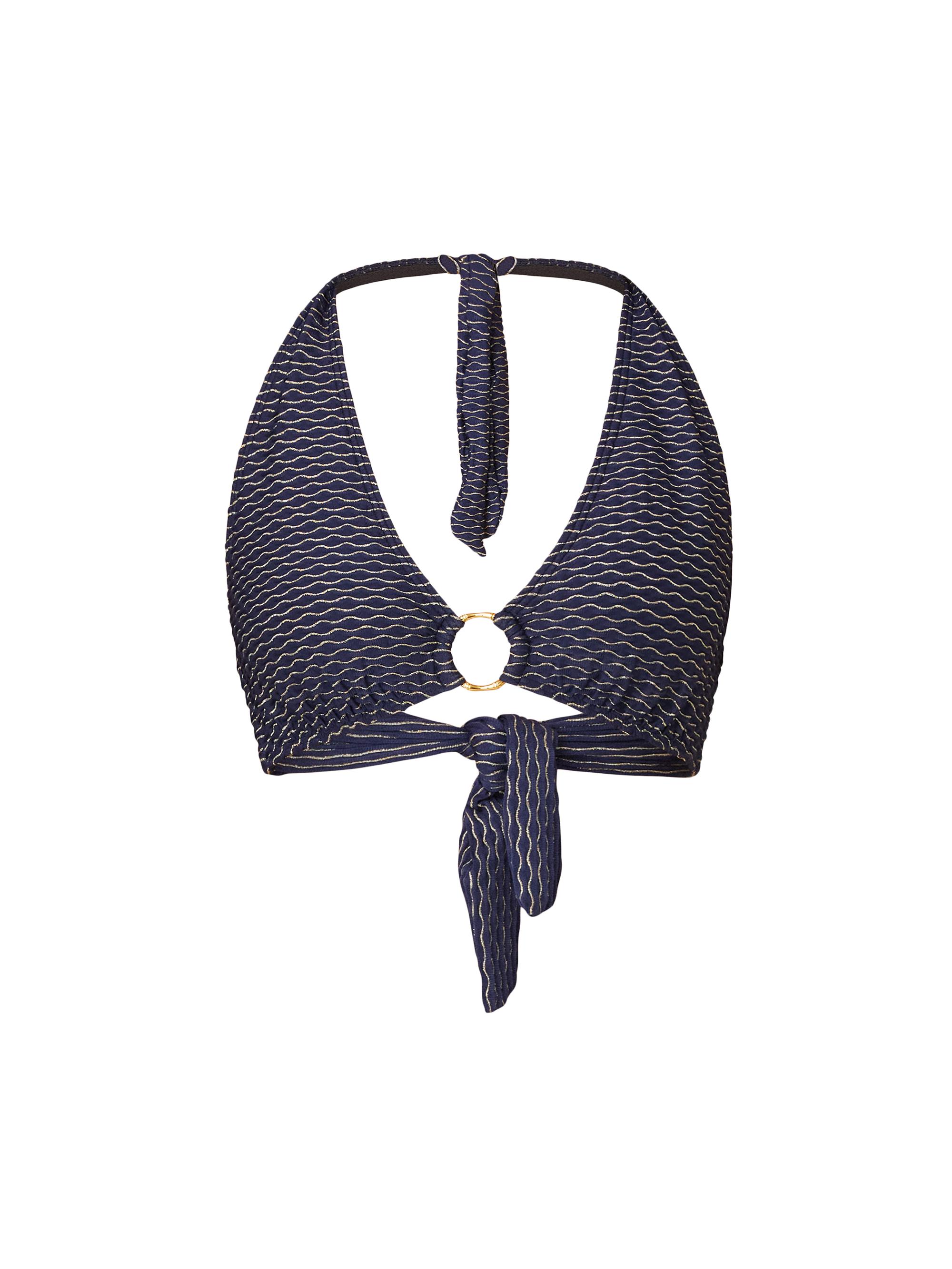 Shoshanna Women's O-Ring Halter Bikini Top - Navy Gold