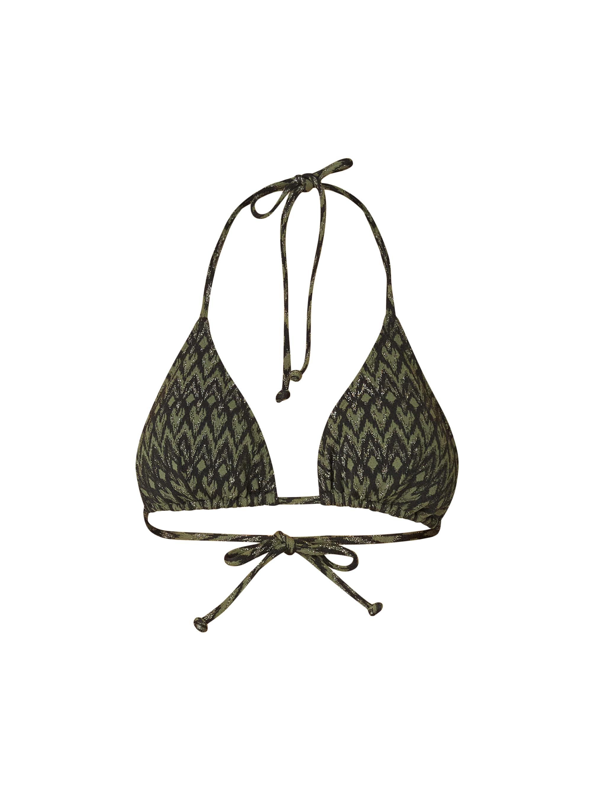 Shoshanna Women's Clean Metallic Chevron Triangle Bikini Top - Olive Green Jet Silver