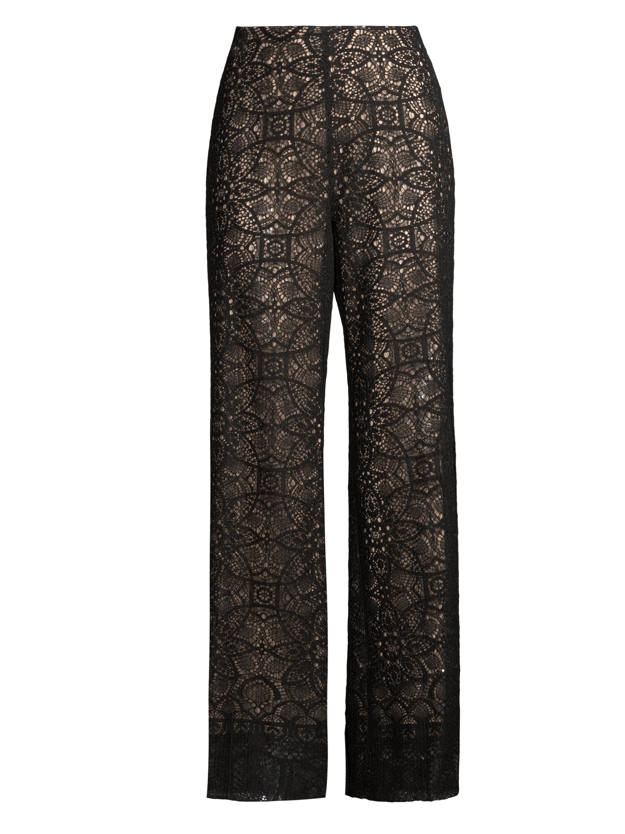 Y#39;s graphic-print flared trousers - Black