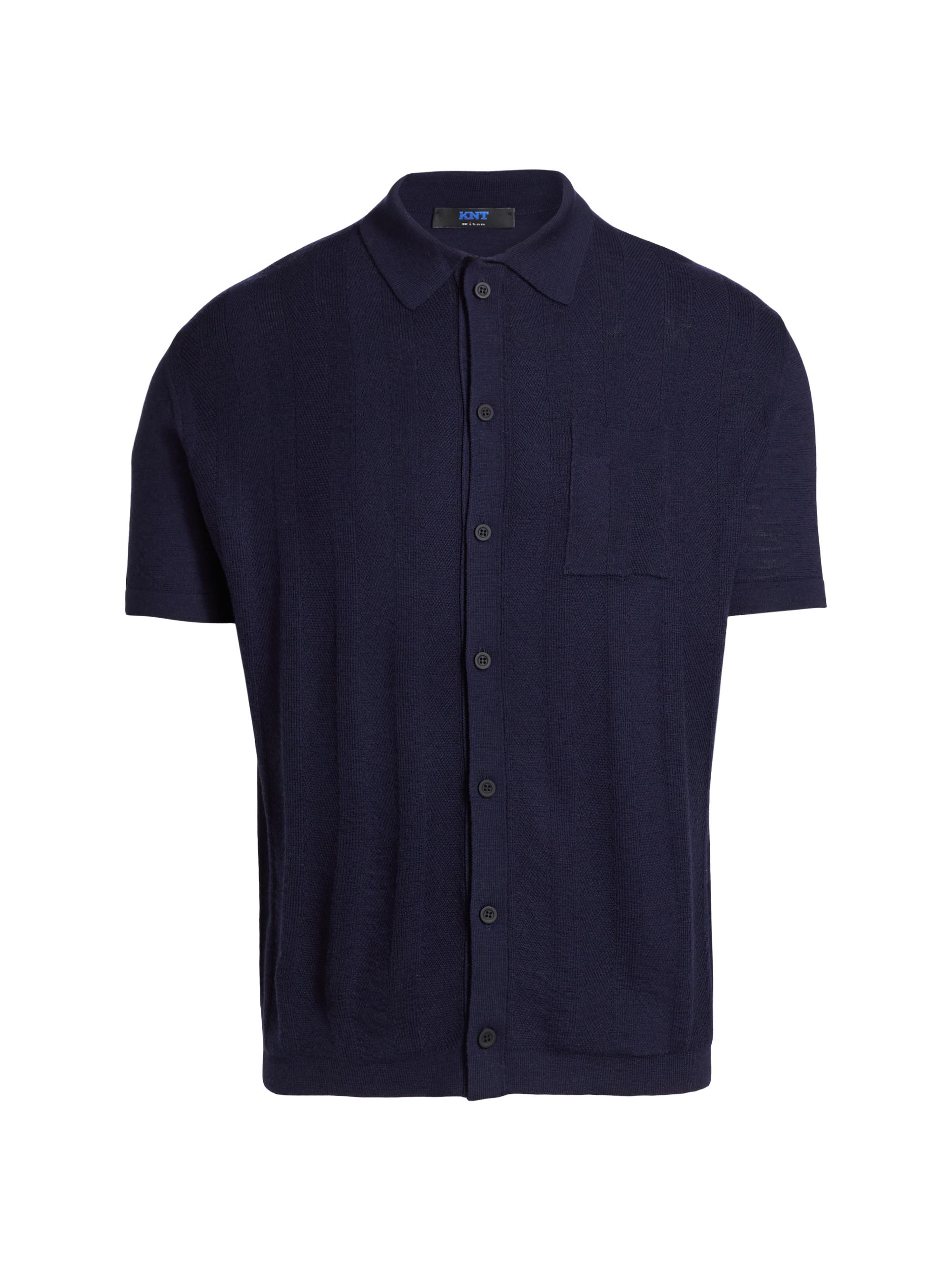 Kiton Men's Wool & Silk-Blend Polo Shirt - Blue