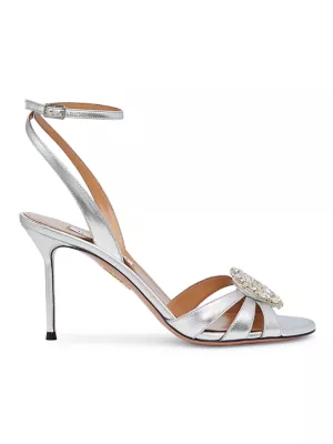 Aquazzura Love Me 85MM Crystal-Embellished Sandals | Saks Fifth Avenue