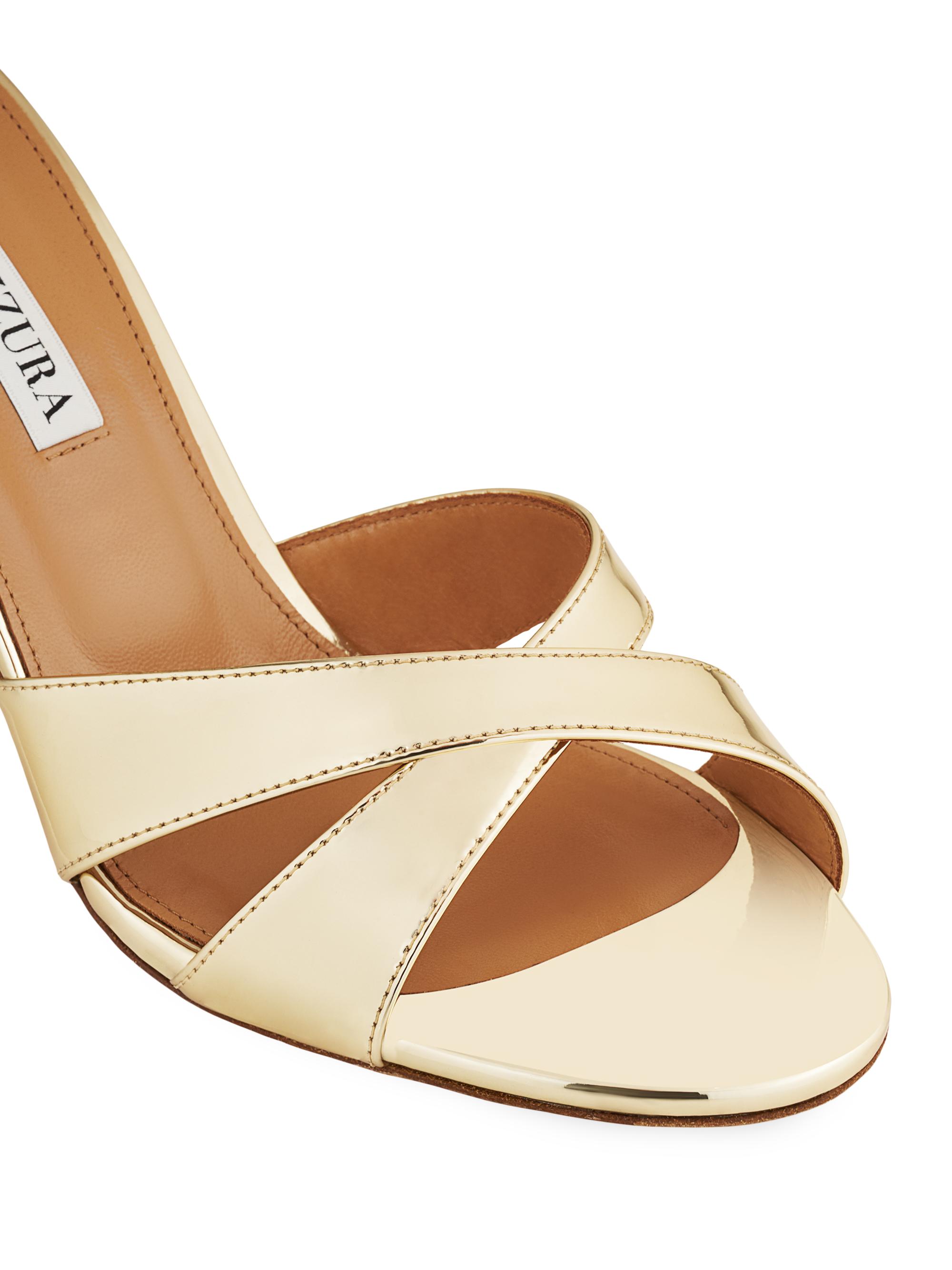 Aquazzura Divine 85MM Metallic Block-Heel Sandals | Saks Fifth Avenue