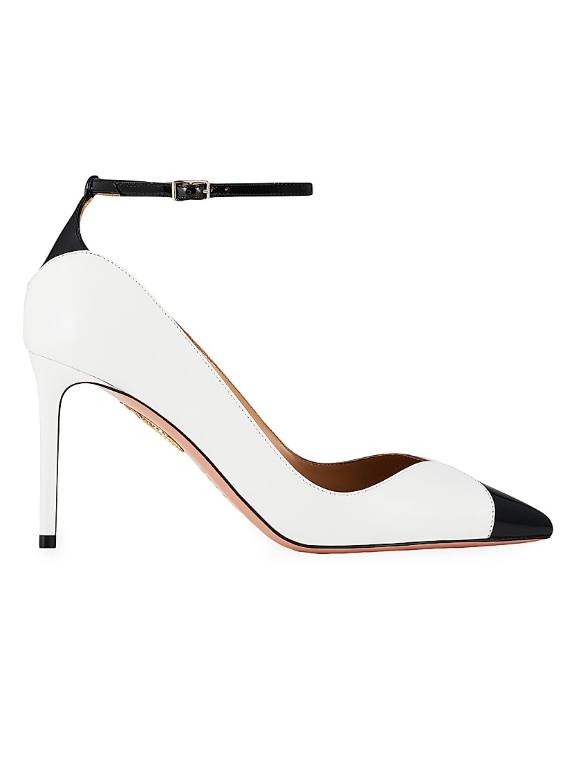 Shop Aquazzura Pinot 85MM Leather Ankle-Strap Pumps | Saks Shop Aquazzura Pinot 85MM Leather Ankle-Strap Pumps | Saks