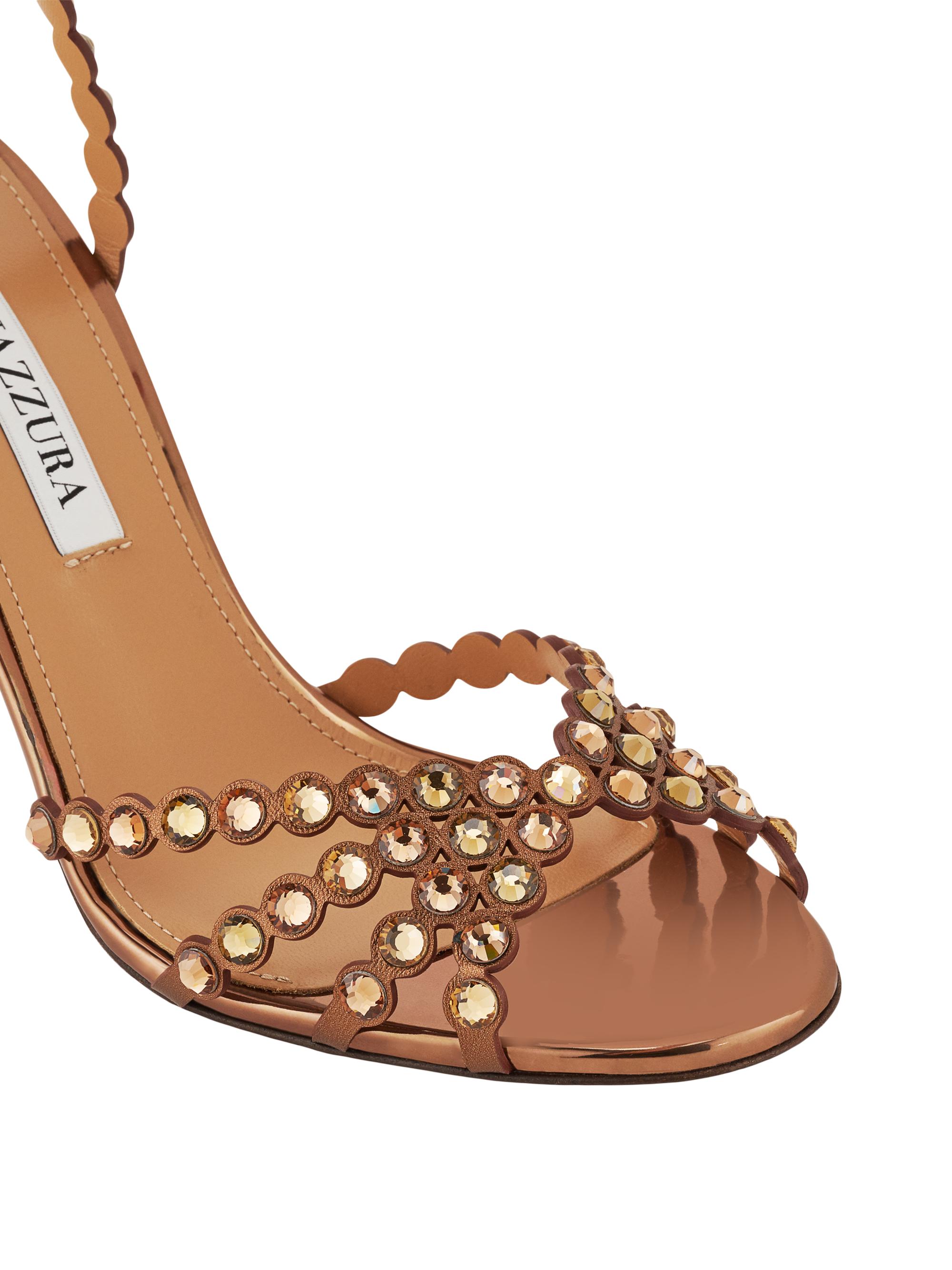 Aquazzura Tequila 85MM Crystal-Embellished Leather Sandals | Saks