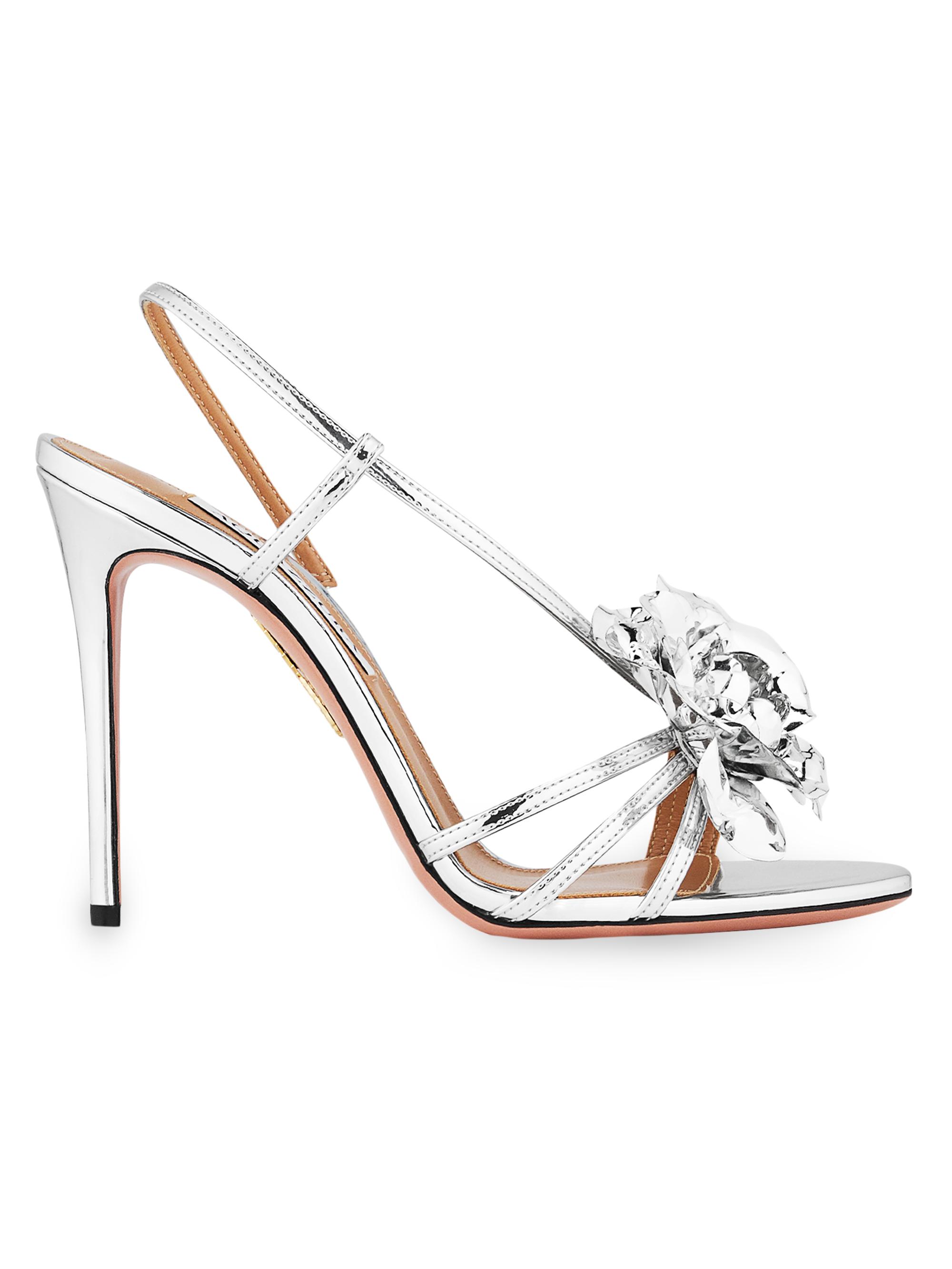 Aquazzura Paris Rose 105MM Strappy Metallic Sandals | Saks Fifth
