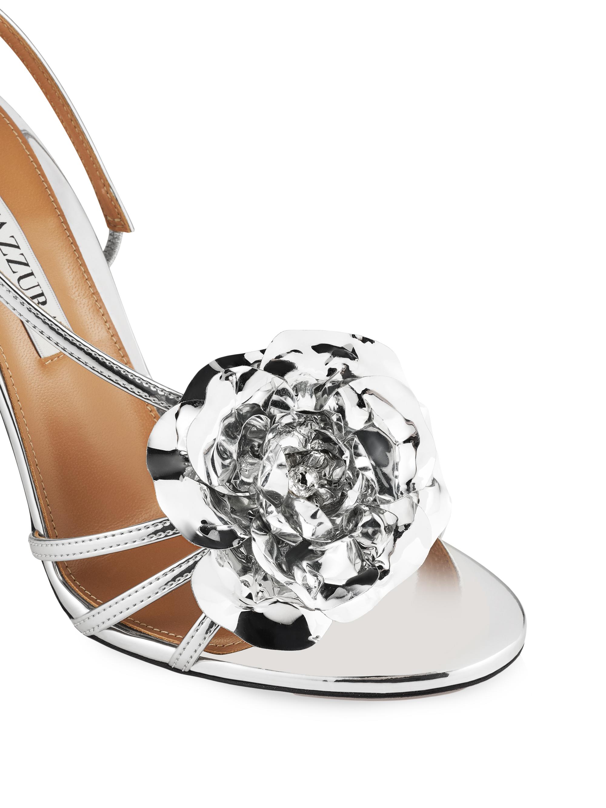 Aquazzura Paris Rose 105MM Strappy Metallic Sandals | Saks Fifth