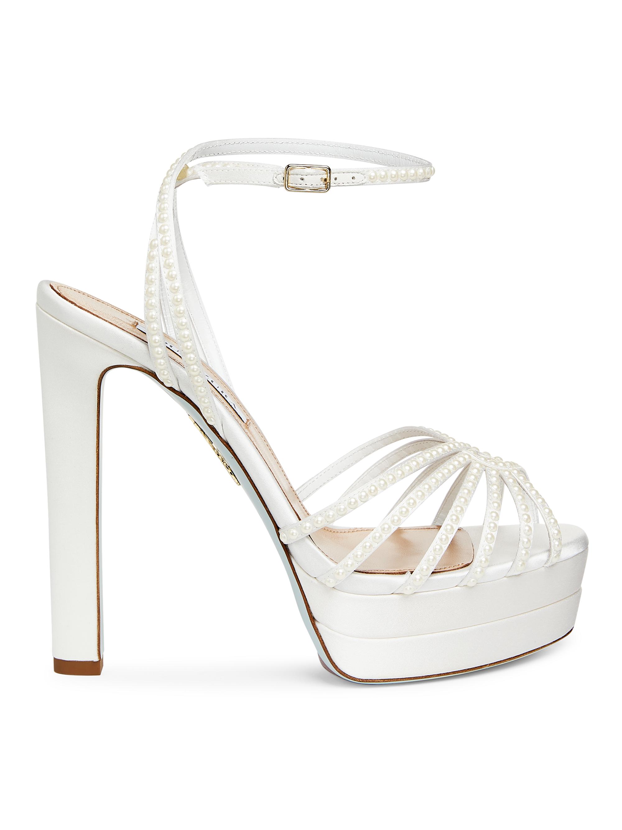 Aquazzura Women's Flow Plateau 145MM Satin Sandals - White Satin