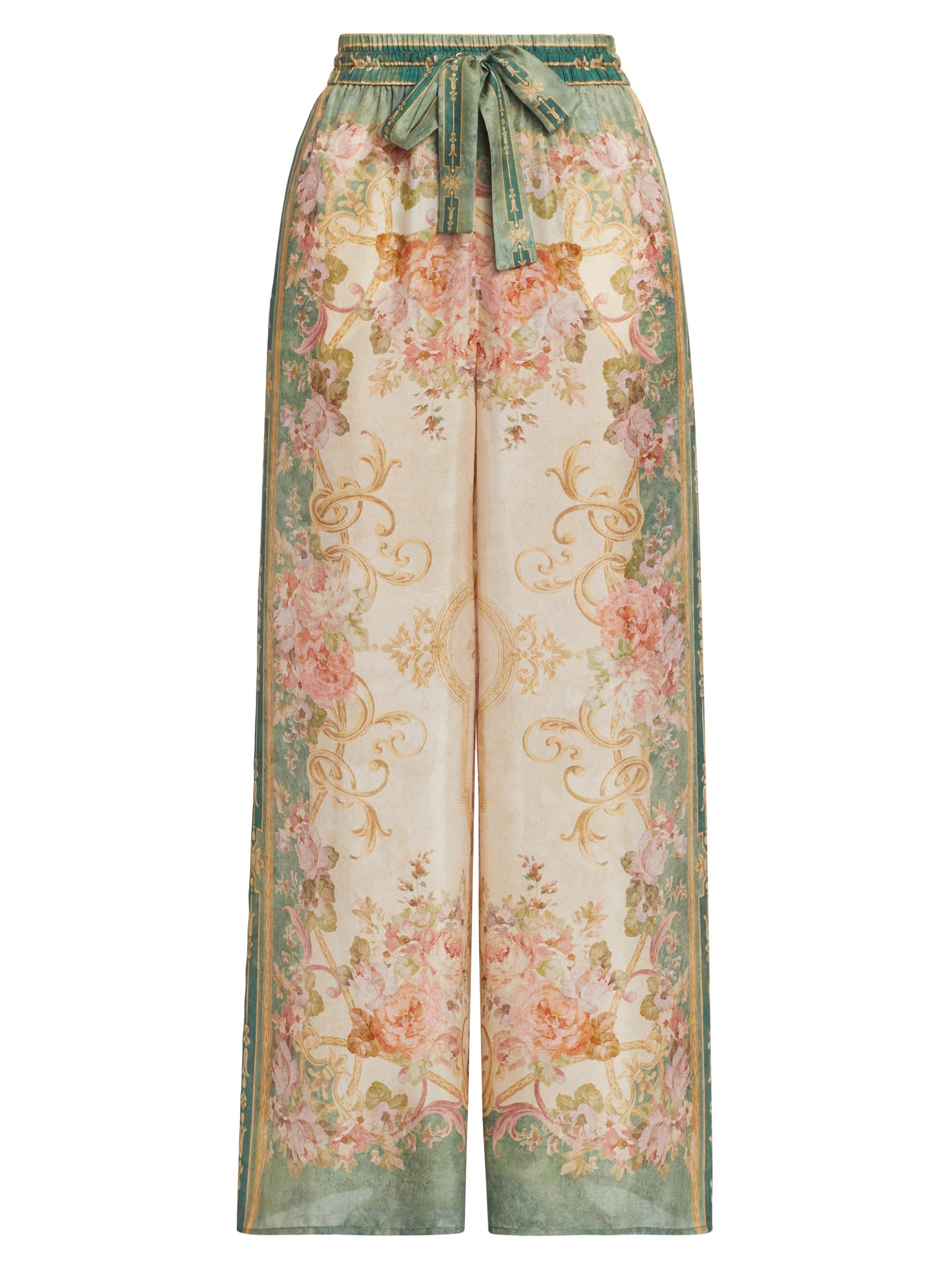 Printed wide-leg silk pants