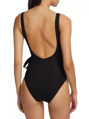 The Attico side-tie open-back swimsuit - Black