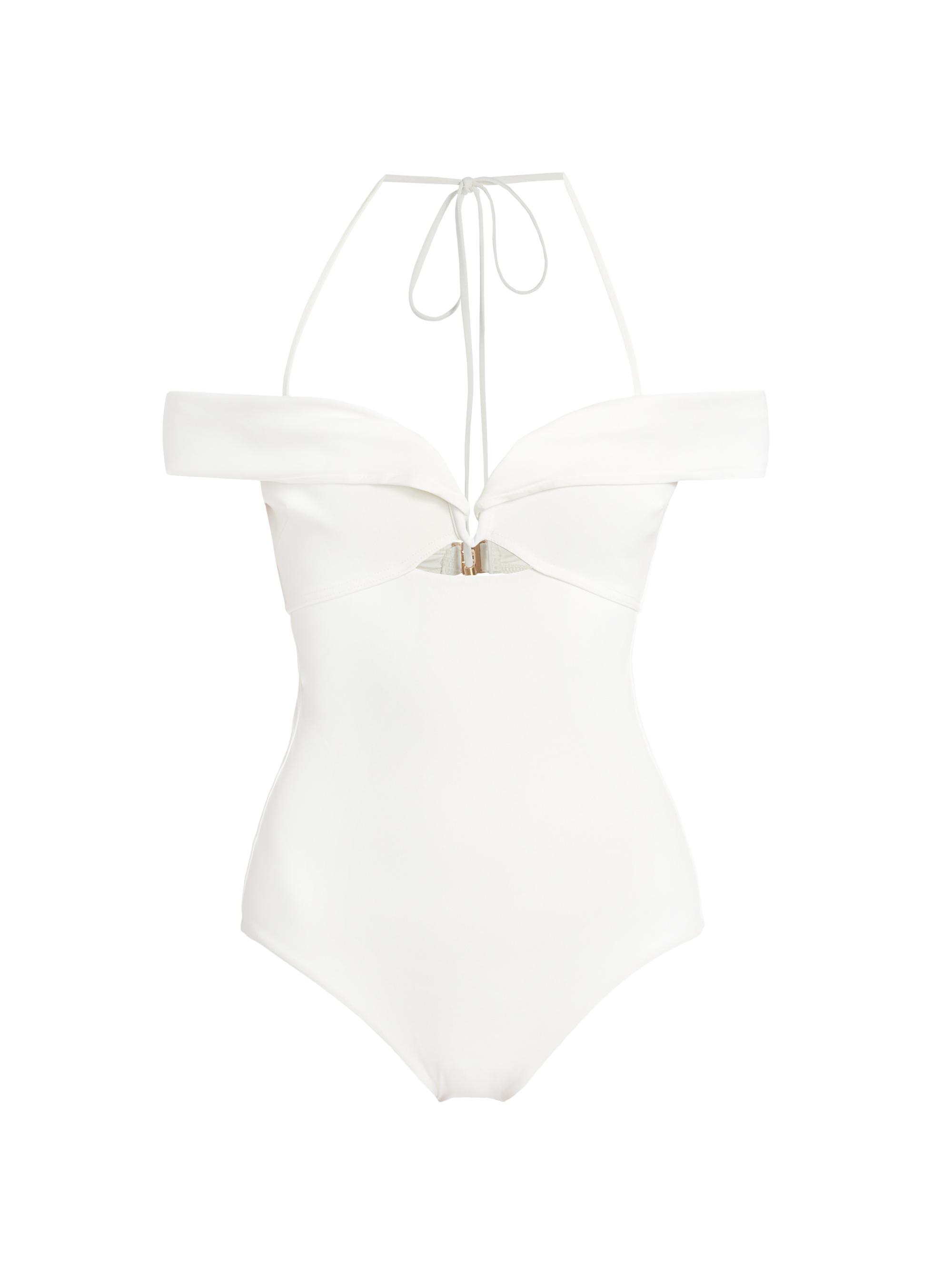 Zimmermann Lexi Off-The-Shoulder One-Piece Swimsuit | Saks Fifth