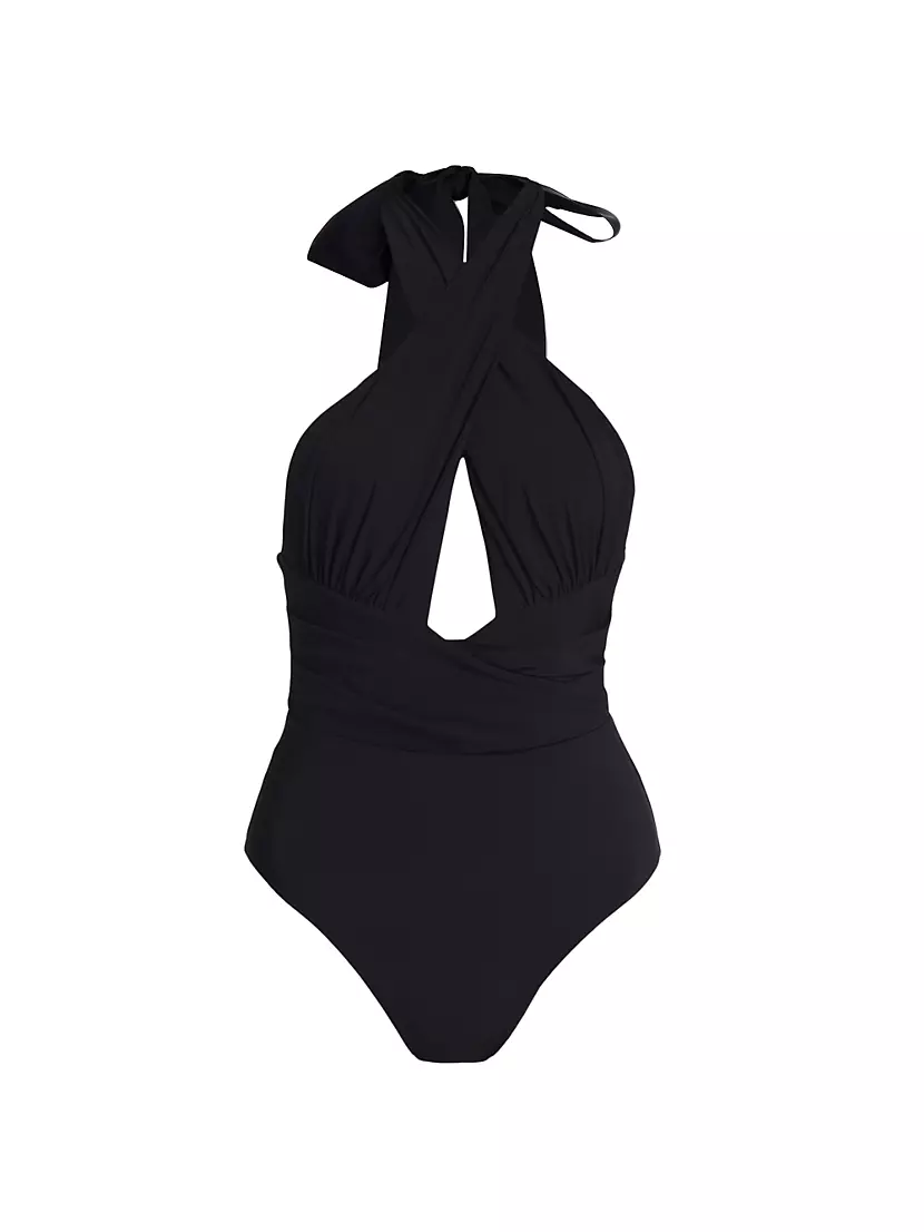 Spanx Women's One Piece Swimsuit w Grommet Detail Black White Size 6 