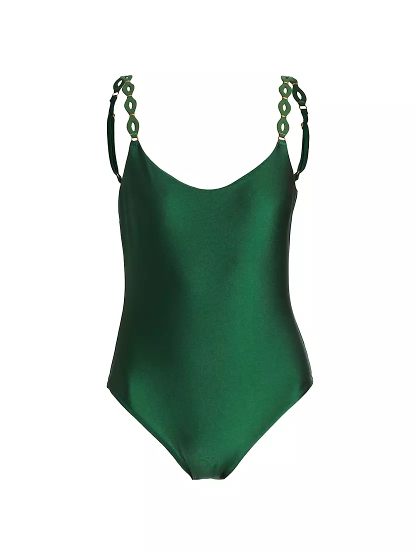 August Embellished-Strap One-Piece Swimsuit