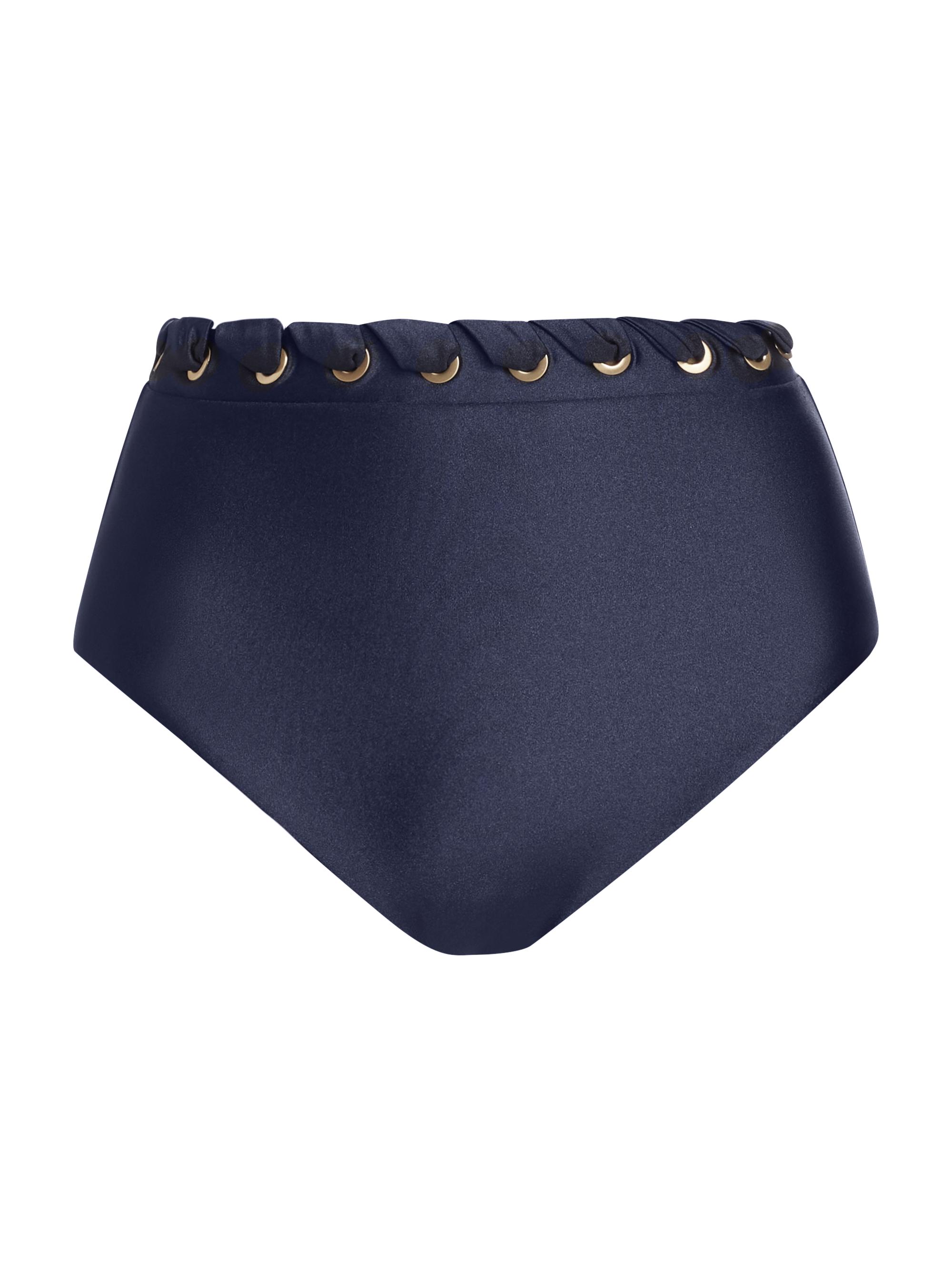 Zimmermann Women's Alight Eyelet High-Waist Bikini Bottom - Navy