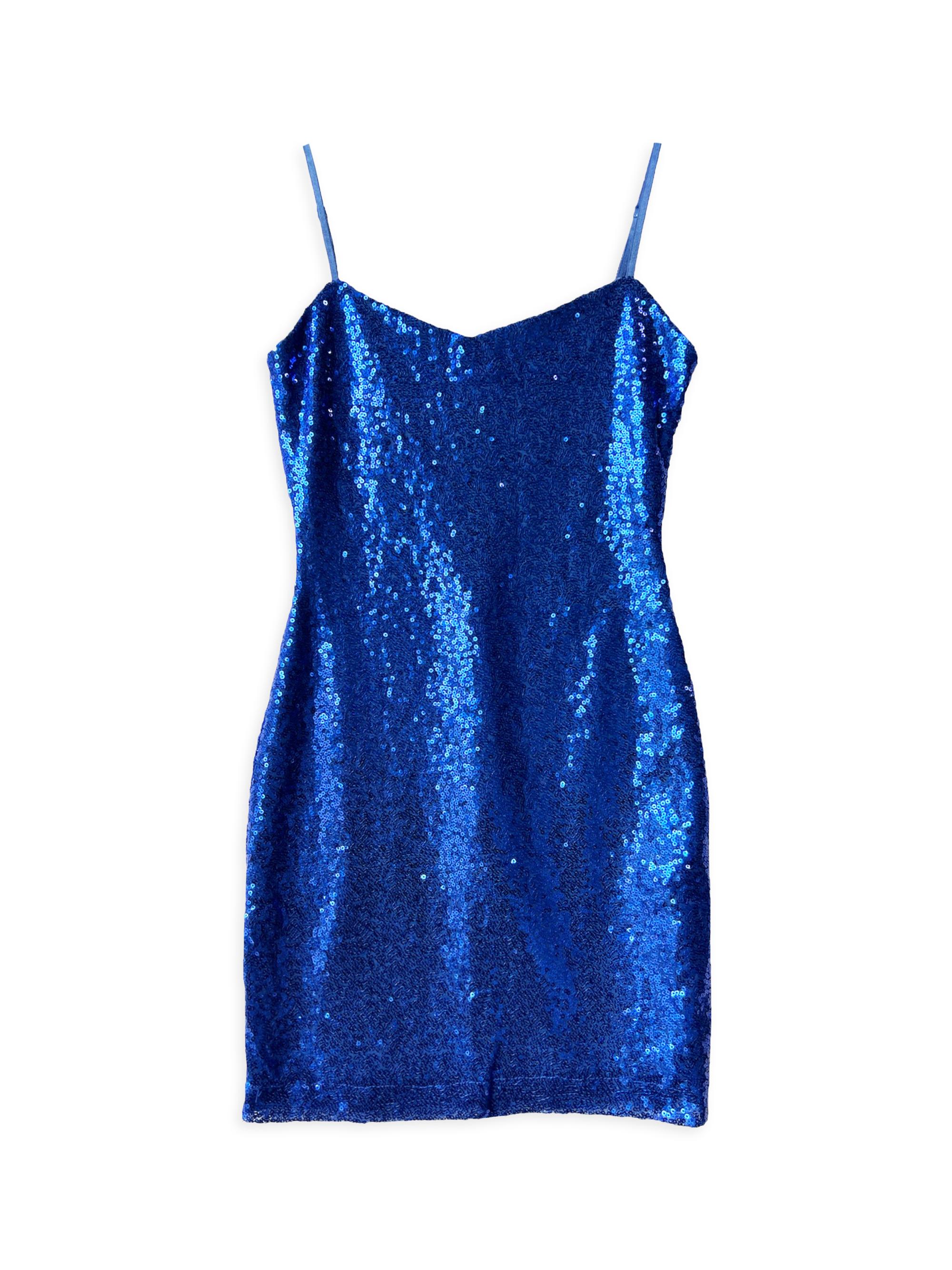 Un Deux Trois Girl's Sequin-Embellished Fitted Dress - Cobalt