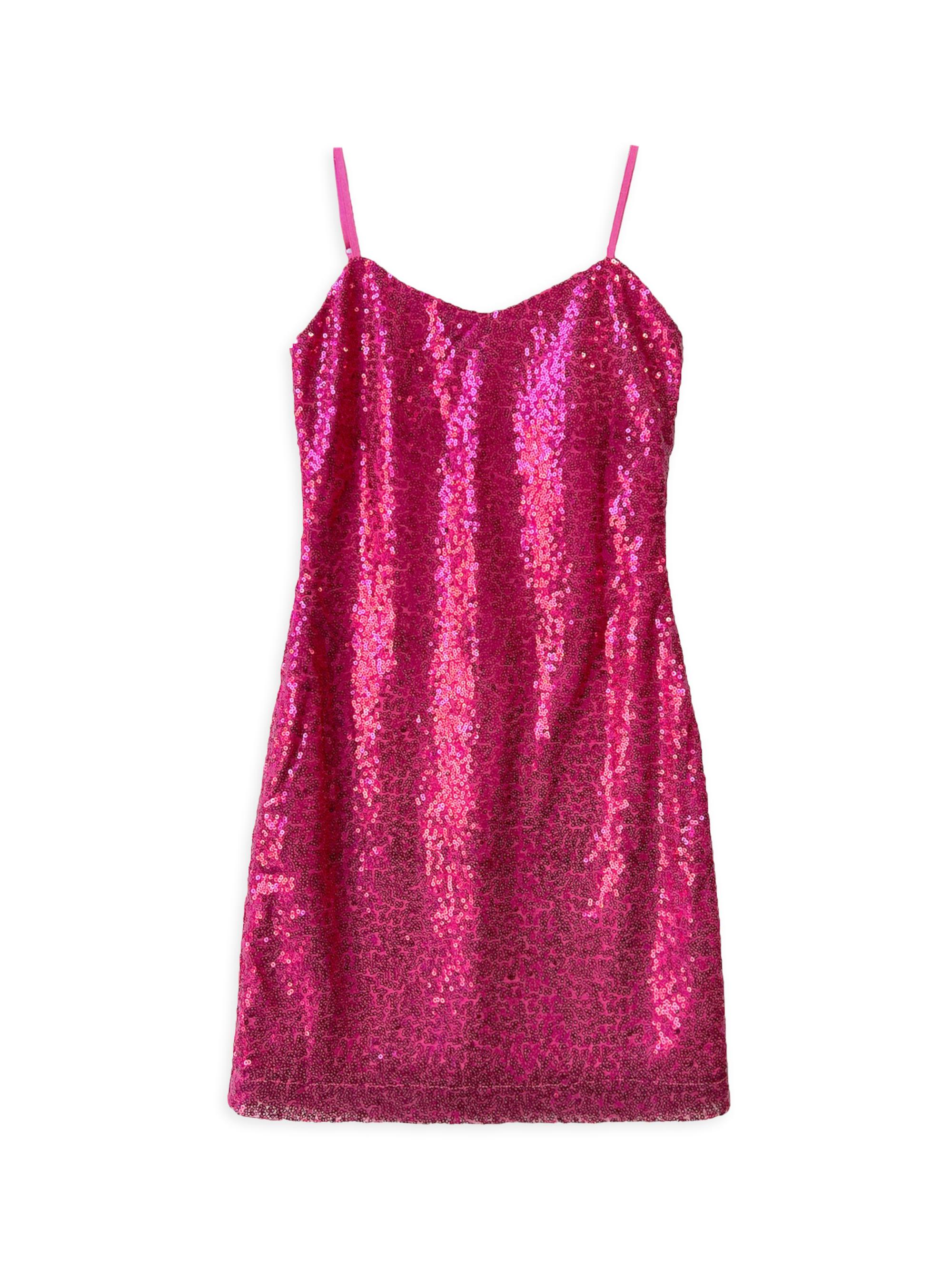 Un Deux Trois Girl's Sequin-Embellished Fitted Dress - Fuchsia