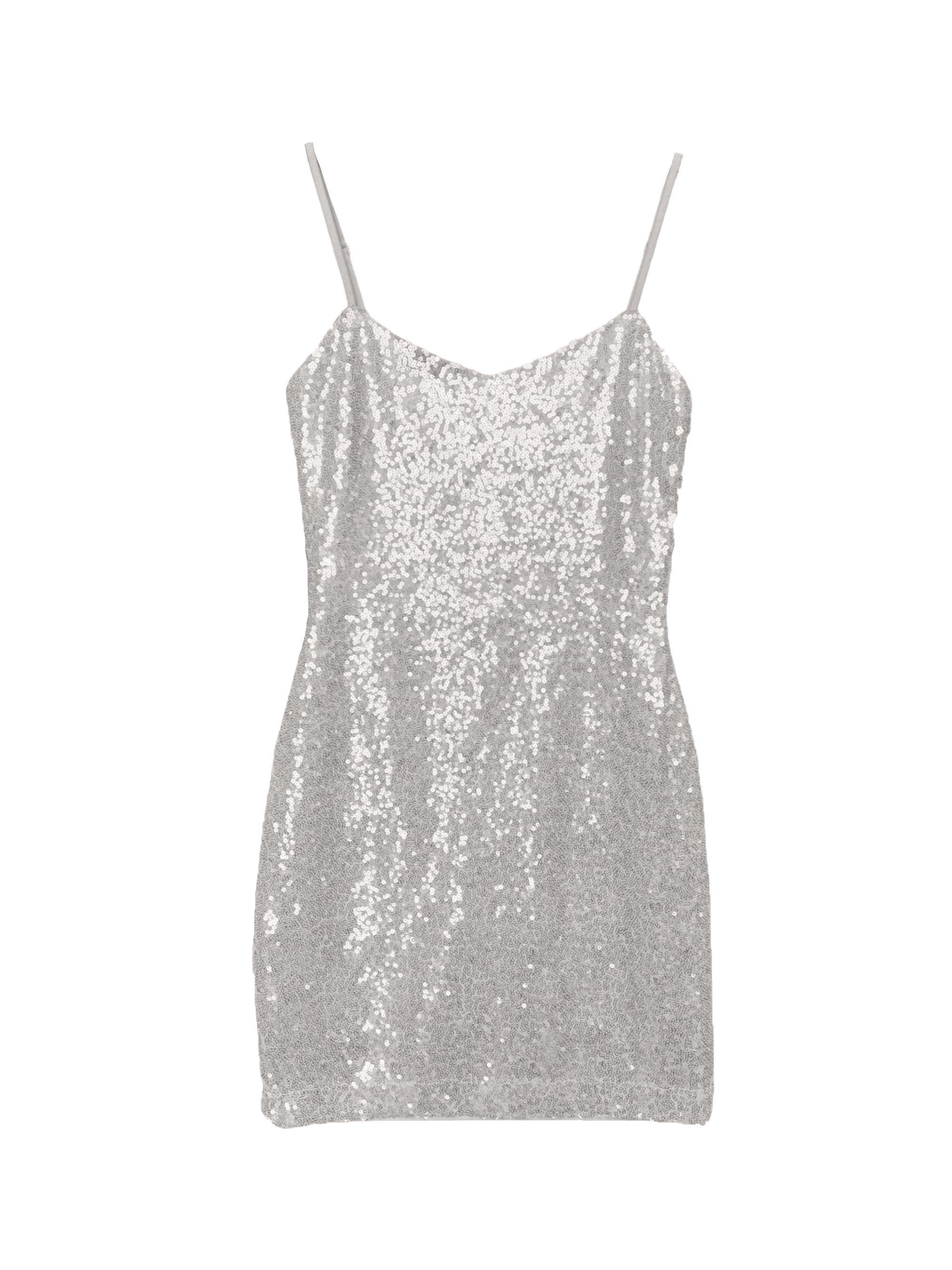 Un Deux Trois Girl's Sequin-Embellished Fitted Dress - Silver