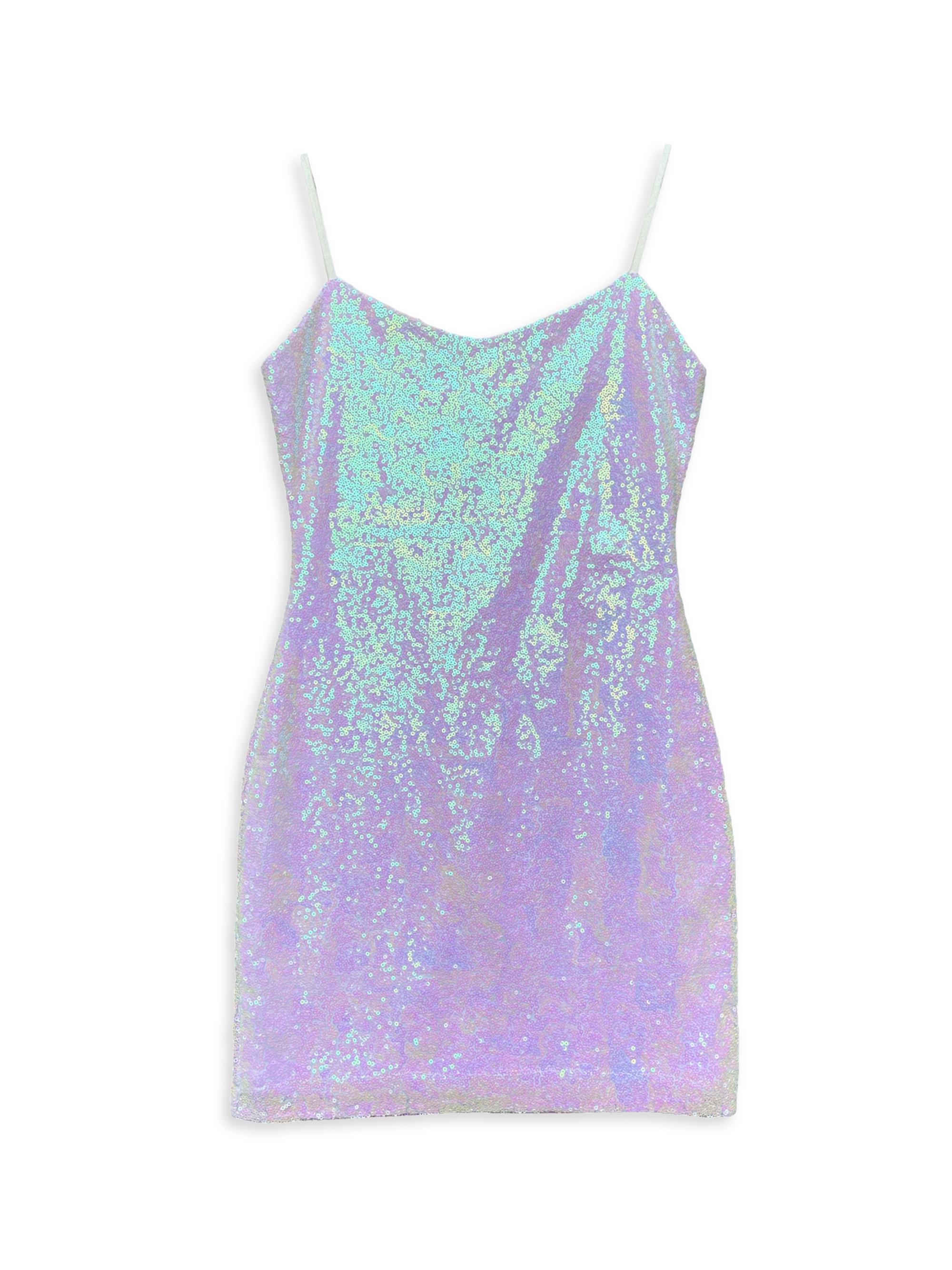 Un Deux Trois Girl's Sequin-Embellished Fitted Dress - White