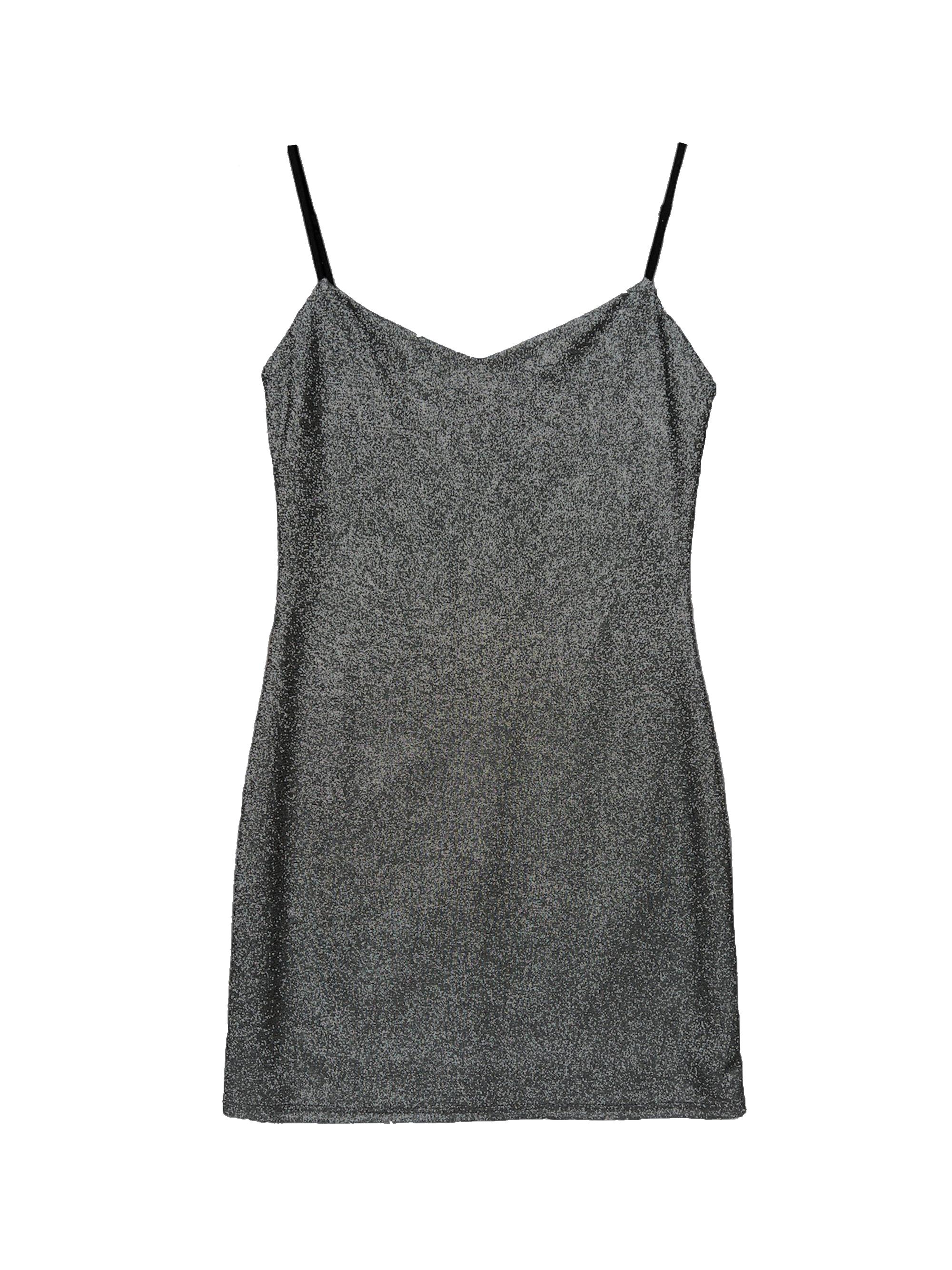 Un Deux Trois Girl's Glitter Fitted Minidress - Grey