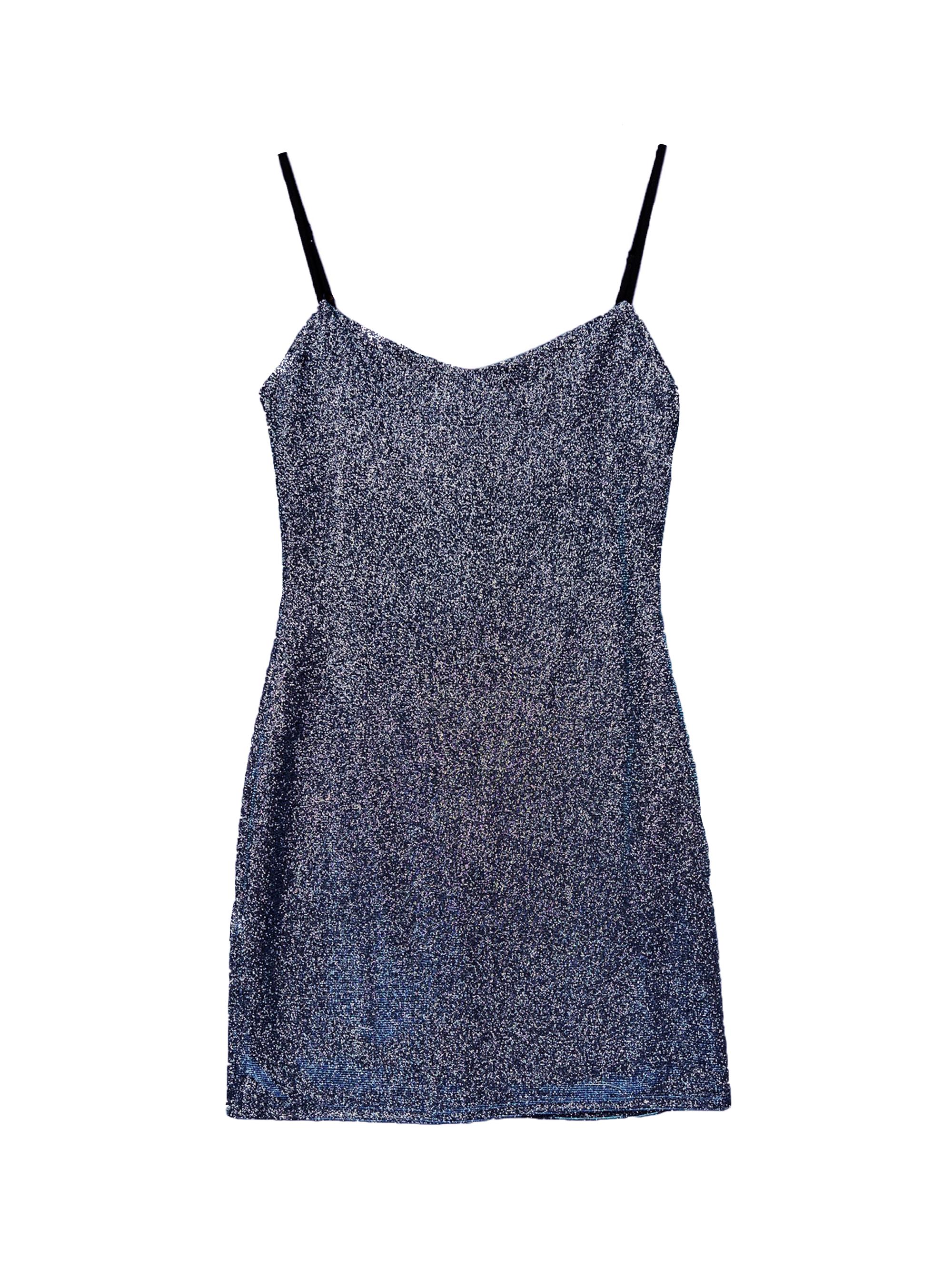 Un Deux Trois Girl's Glitter Fitted Minidress - Navy