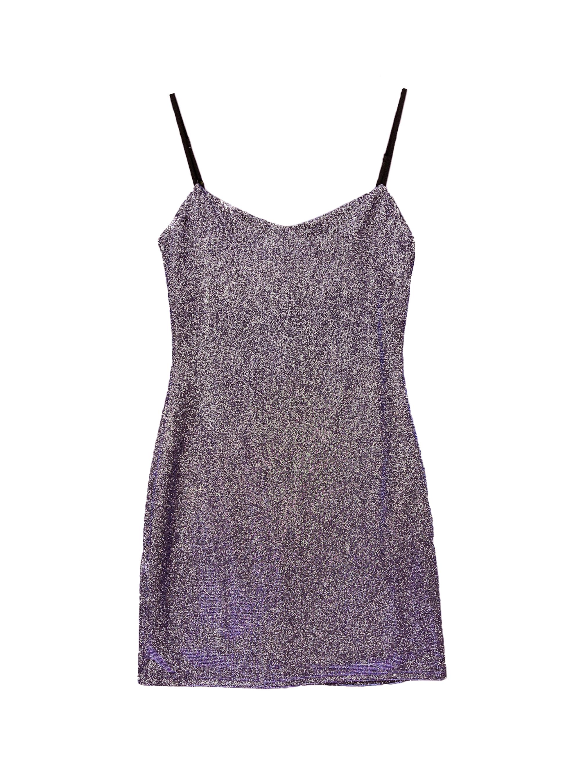 Un Deux Trois Girl's Glitter Fitted Minidress - Purple