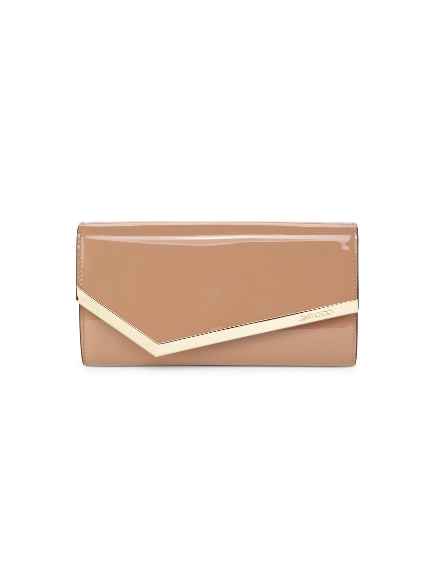 JIMMY CHOO EMMIEGLECHAMPAGNE 関税送料込 EMMIE | Black Patent Leather Clutch Bag | Winter 2022
