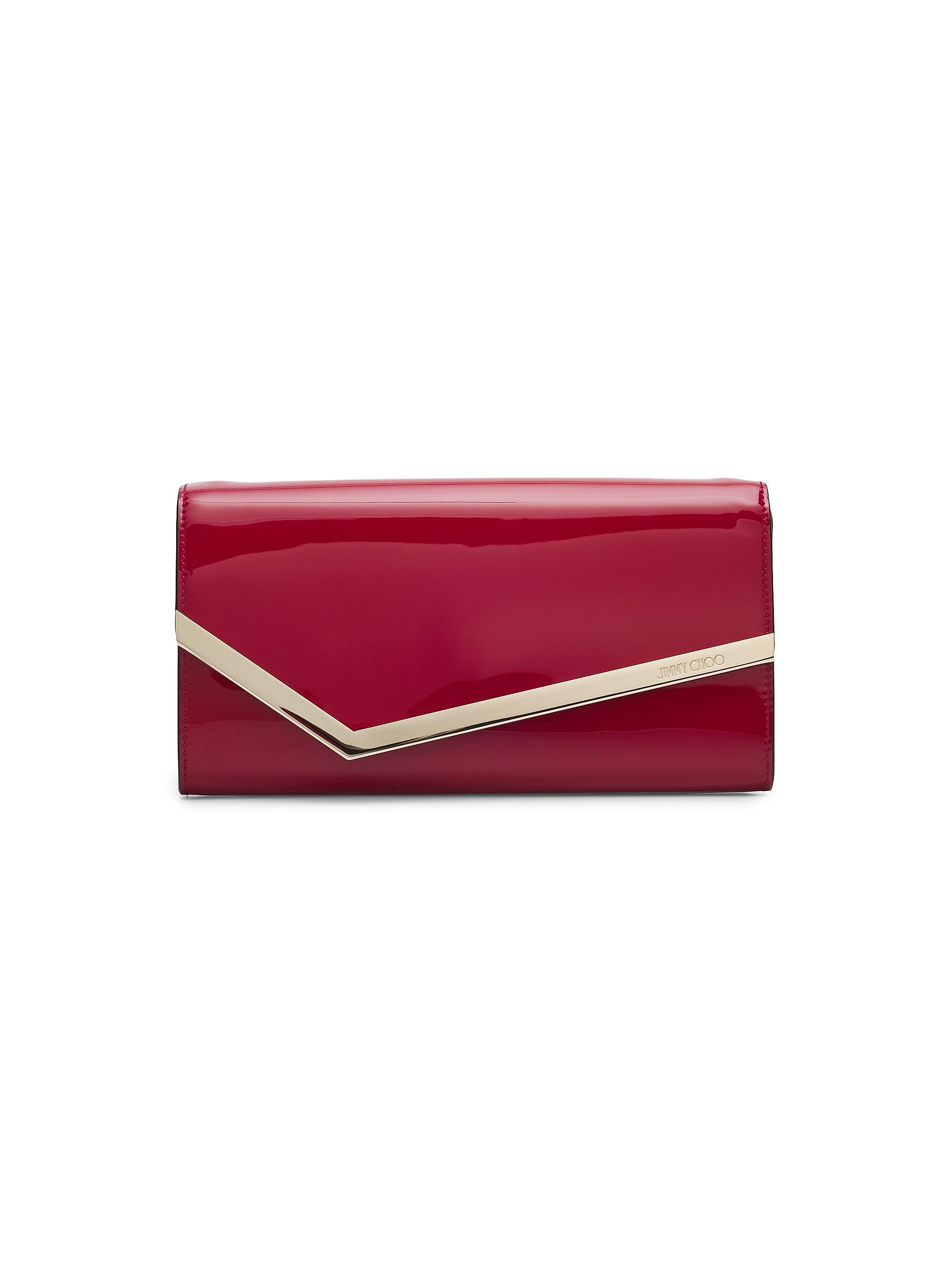 Jimmy Choo Women's Emmie Patent Leather Clutch - Ruby Red Light Gold