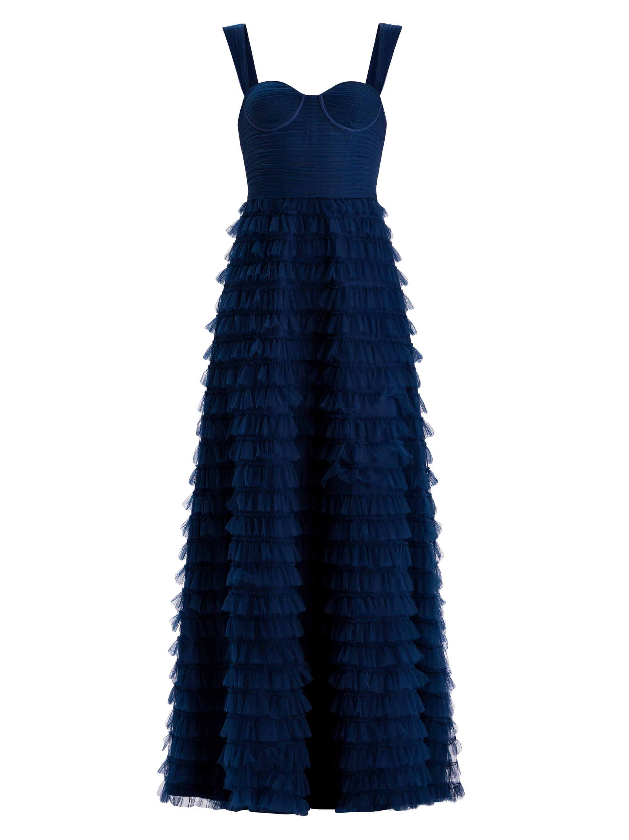 Zac Posen Women's Tiered Ruffled Gown - Midnight