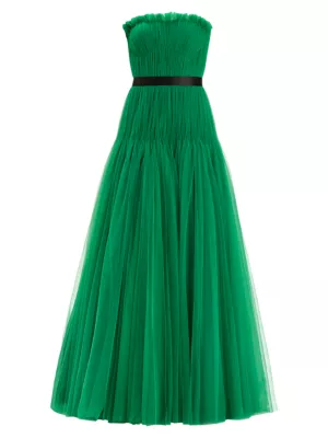 Shop Zac Posen Pleated Tulle Strapless Gown | Saks Fifth Avenue