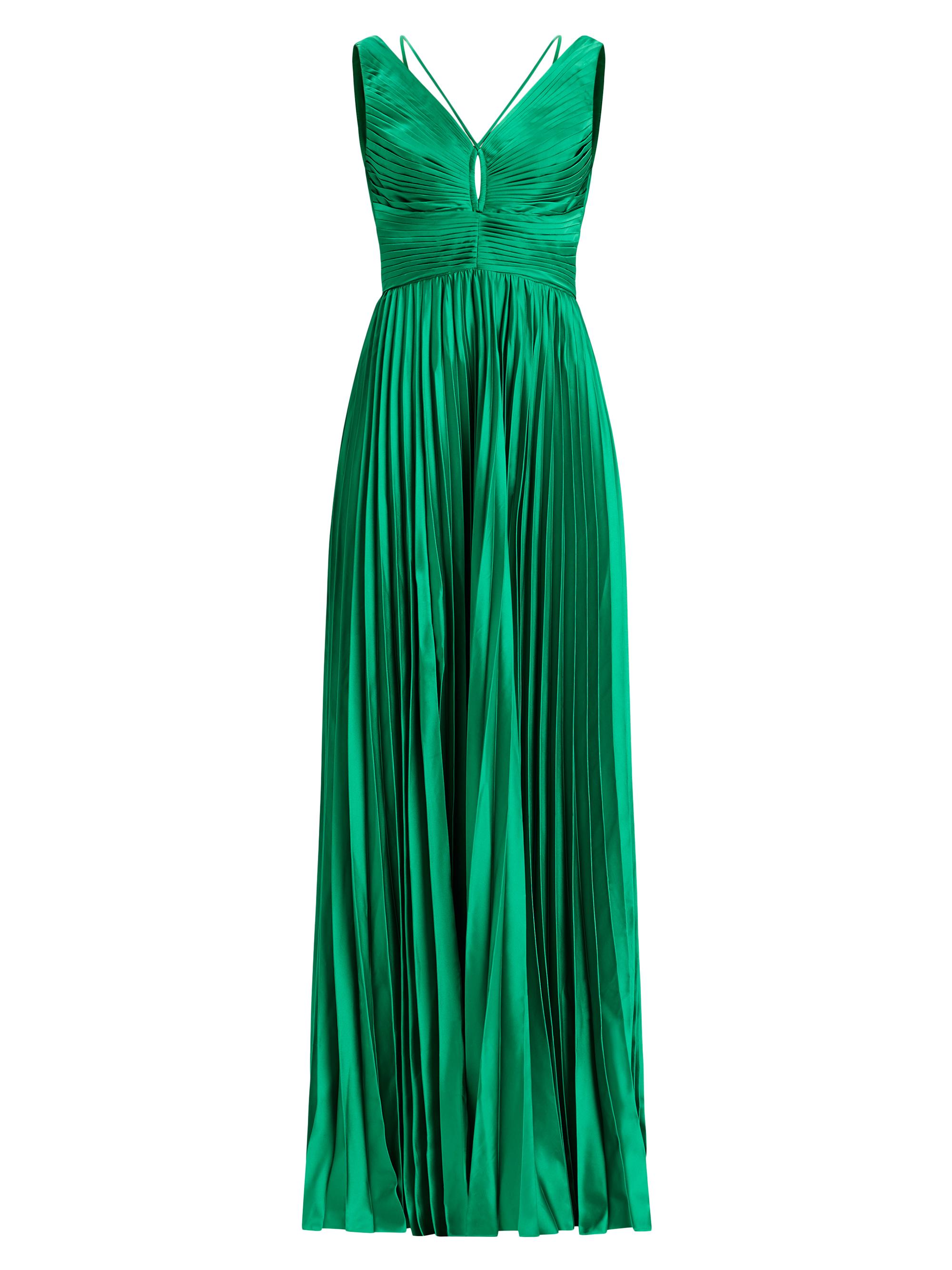 Zac Posen Women's Satin Pleated Chiffon Gown - Emerald