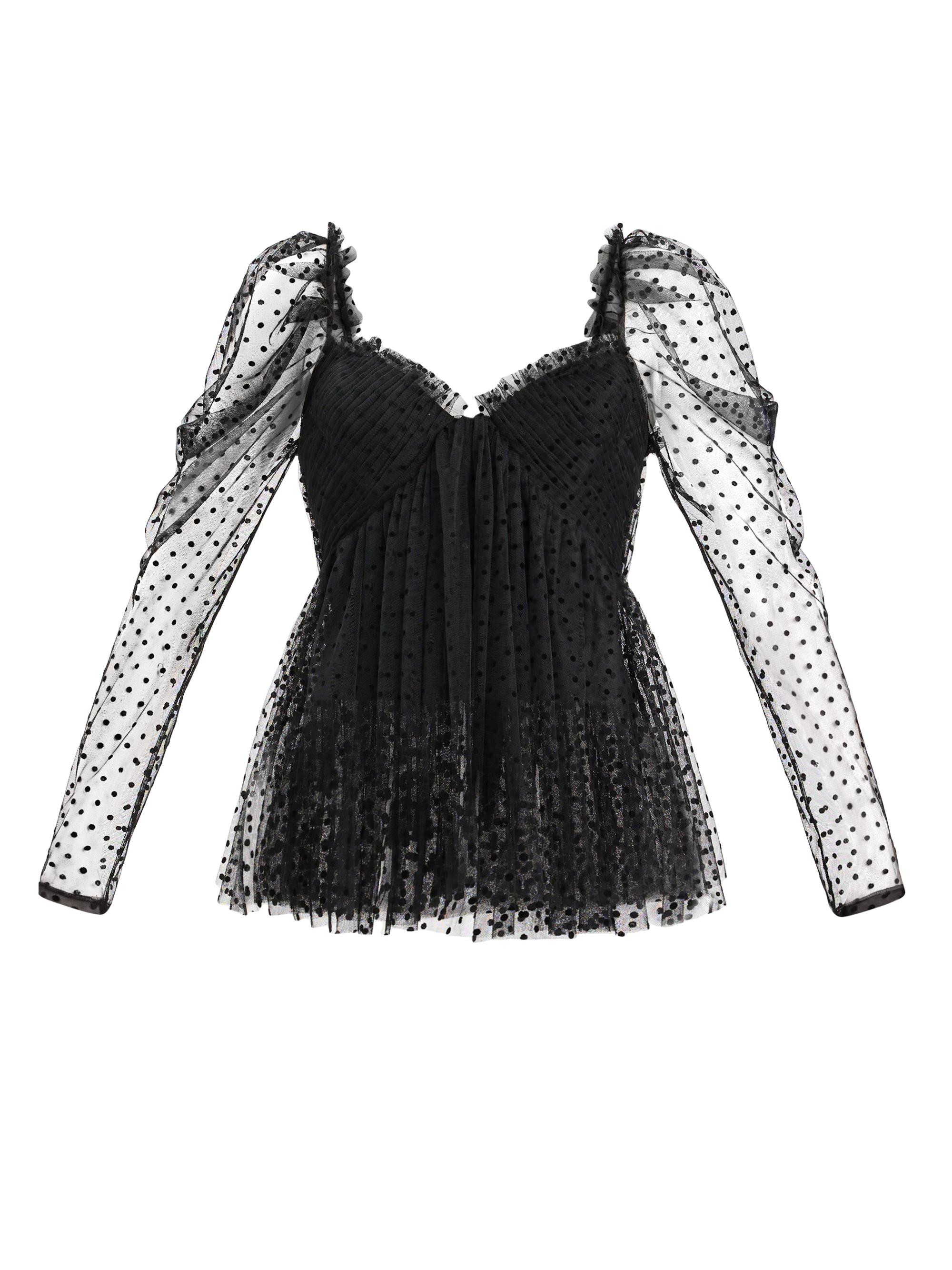 Zac Posen Women's Swiss Dot Tulle Top - Black