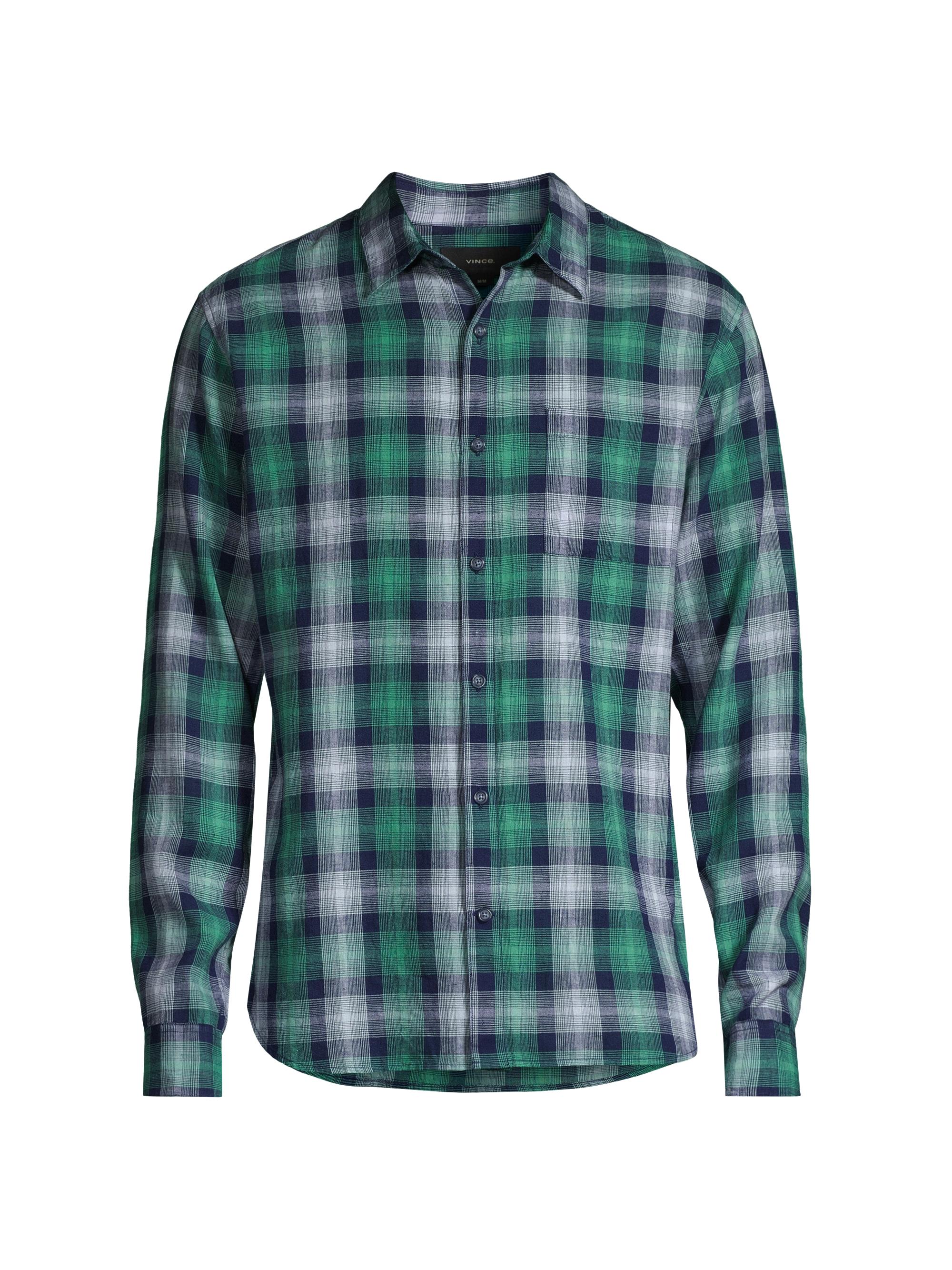Vince Men's Del Mar Plaid Button-Front Shirt - Royal Blue Malibu Water
