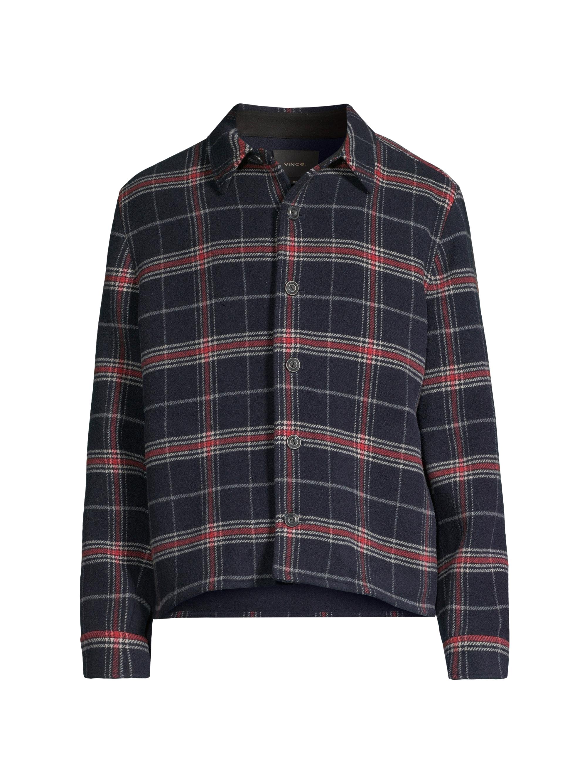 Vince Men's Plaid Shirt Jacket - Coastal Desert Sky