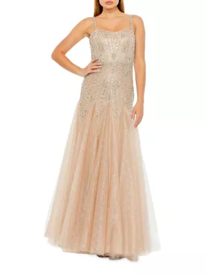 Embellished Tulle A-Line Gown