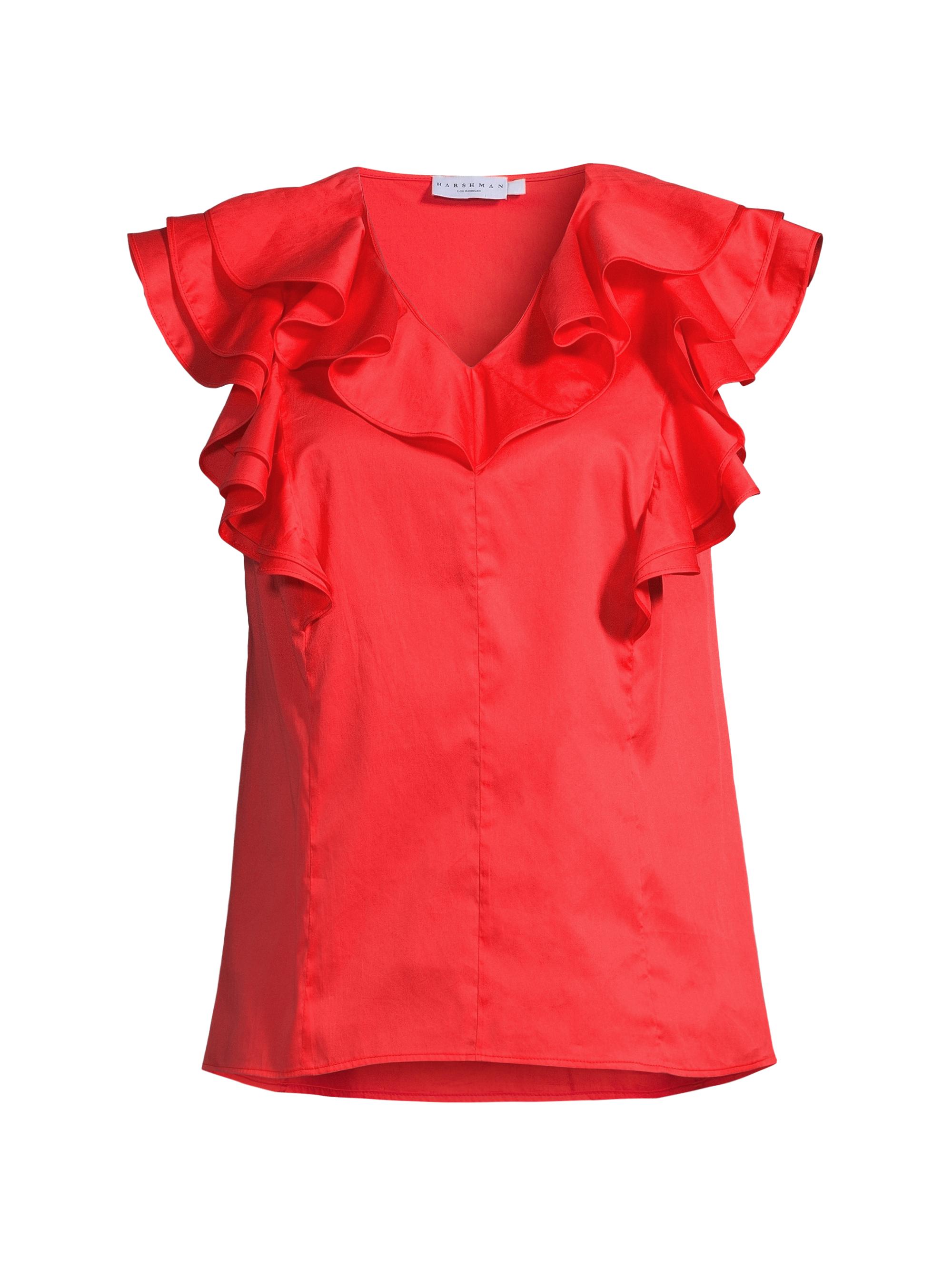 Harshman Women's Yurika Cotton Ruffled Blouse - Poppy Red