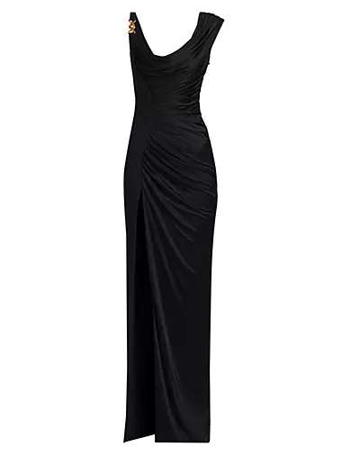 Draped Cowlneck Column Gown