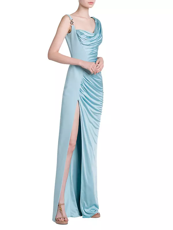 Draped Cowlneck Column Gown