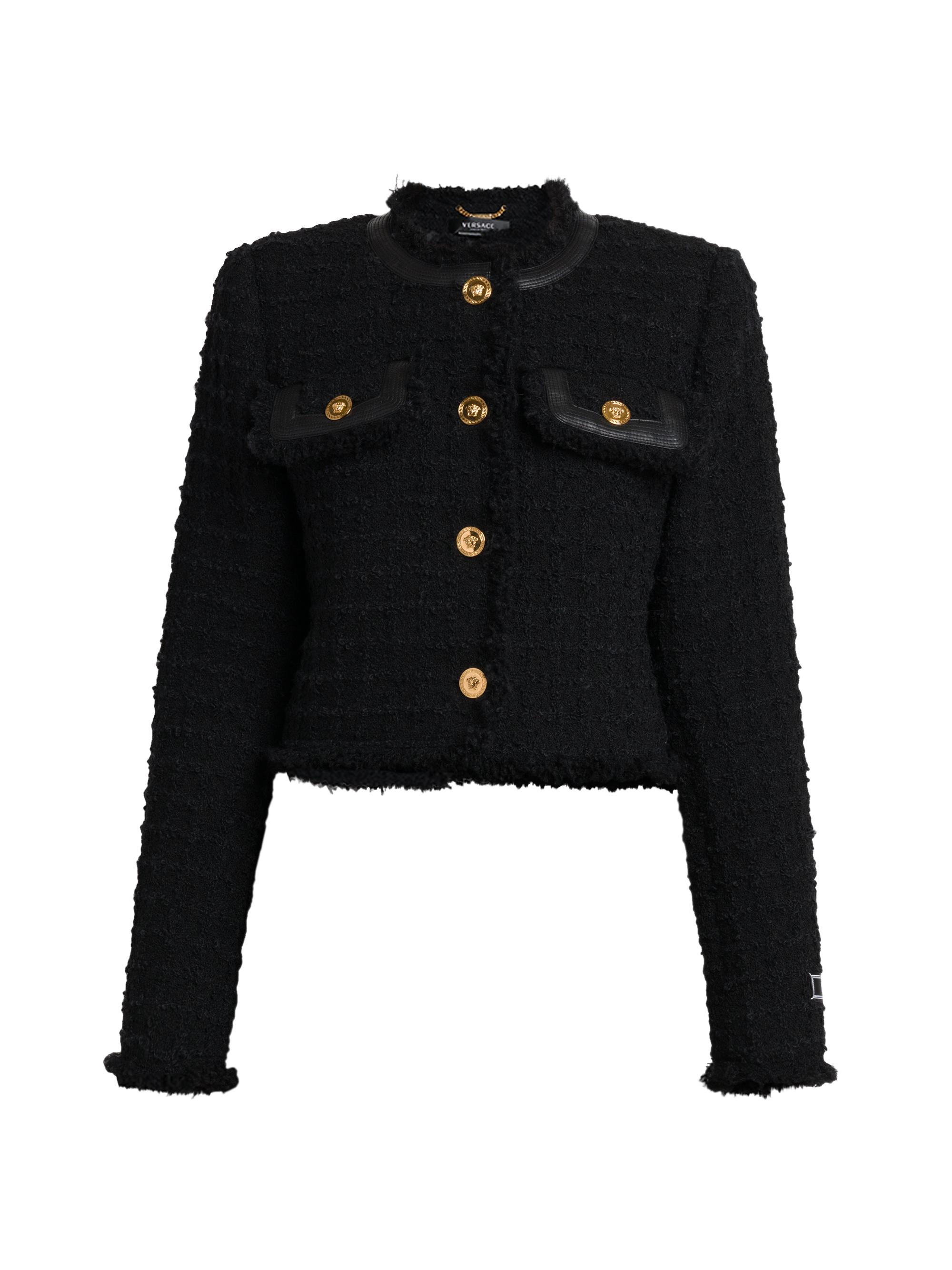 Versace Women's Textured Tweed Heritage Jacket - Black