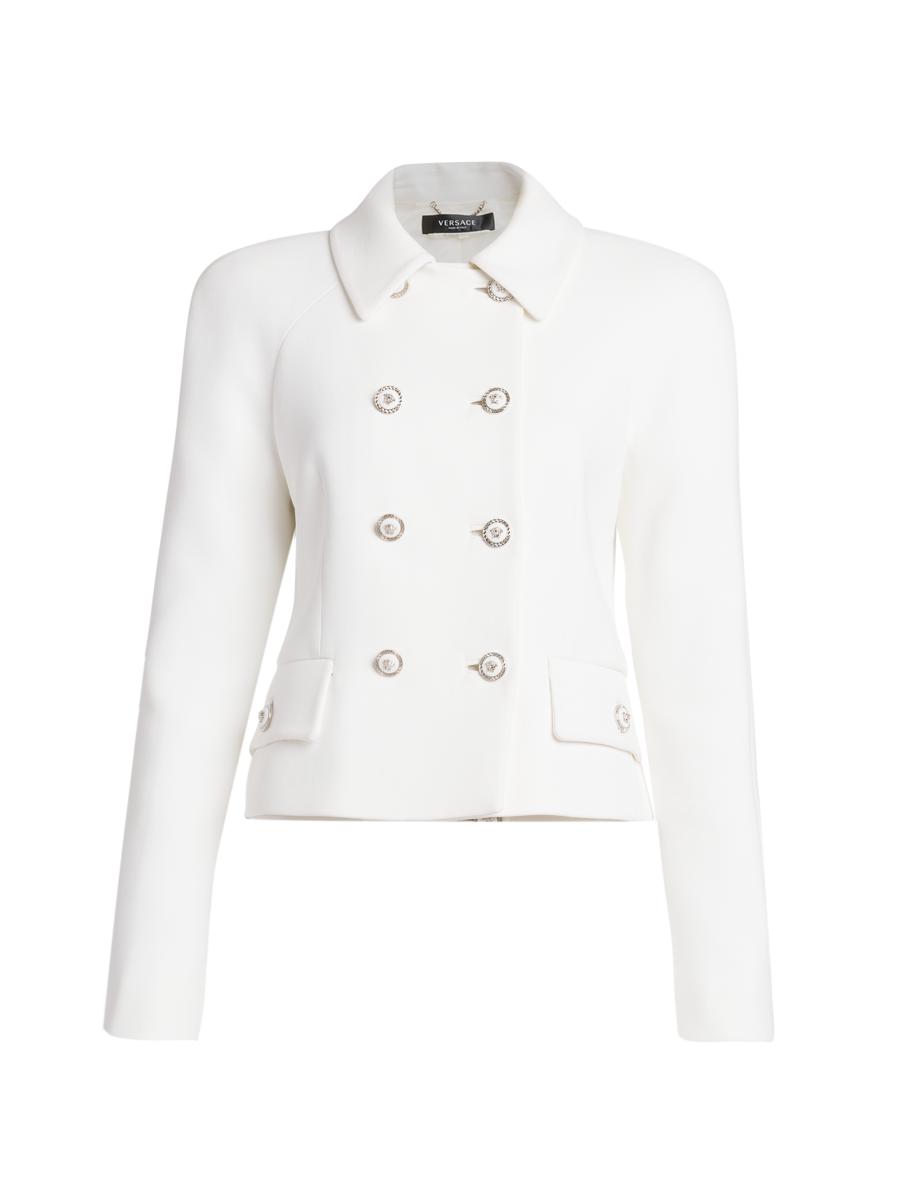 【関税&送料込】Versace Double-Breasted Versace Allover Jacq Versace Double-Breasted Stretch Crepe Jacket | Saks Fifth Avenue