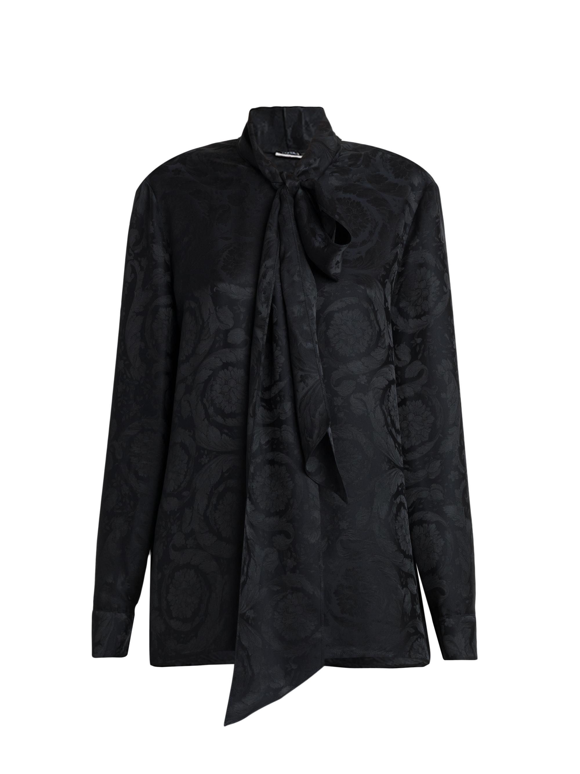 Versace Women's Baroque Jacquard Silk-Blend Informal Shirt - Black